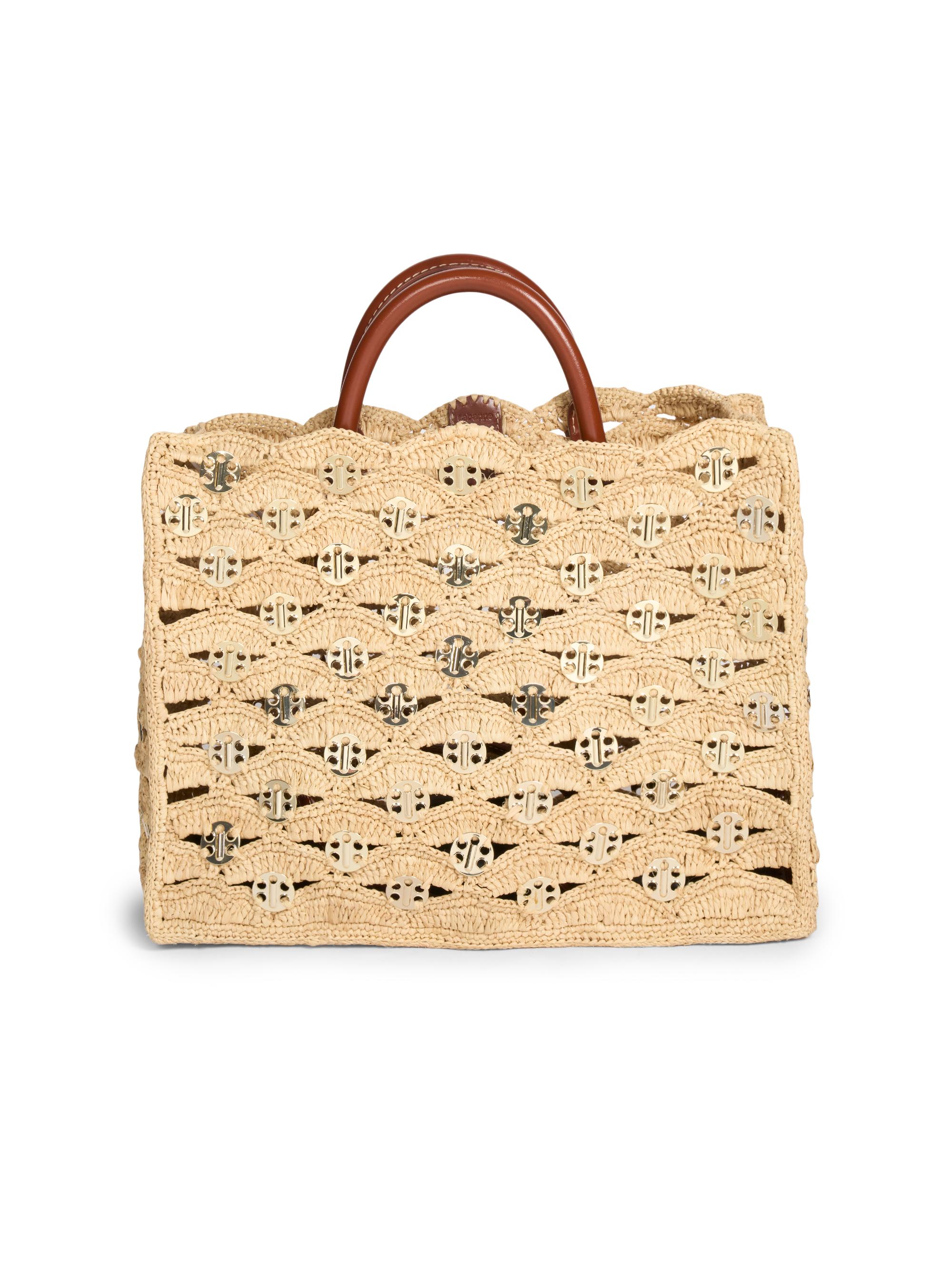 Rabanne Women's Sac A Main Raffia & Leather Tote Bag - Natural Light Gold