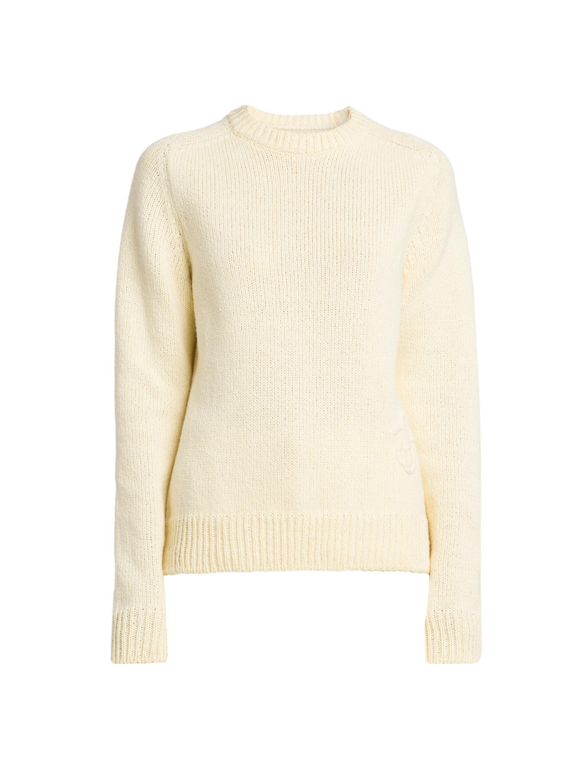 Jil Sander Women's Textured Cotton-Wool Sweater - Pearl