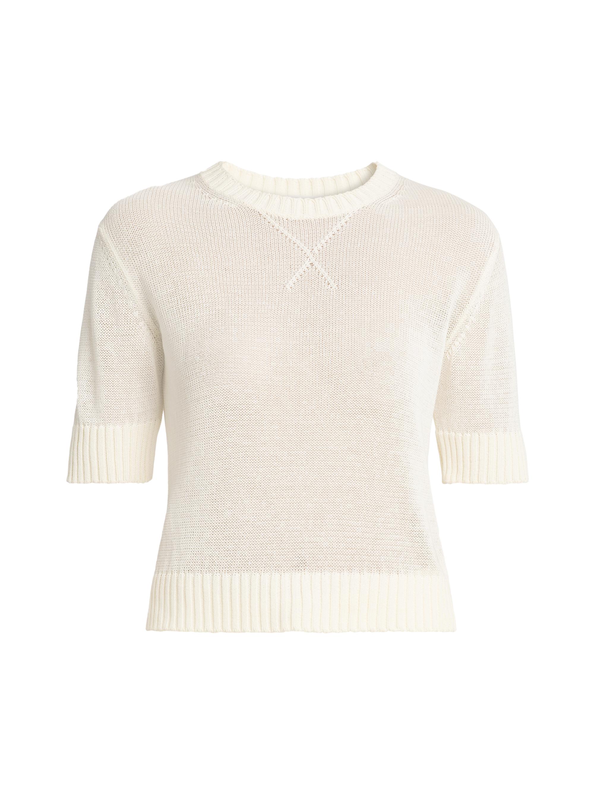 Jil Sander Women's Cotton Knit Crop T-Shirt - Porcelain