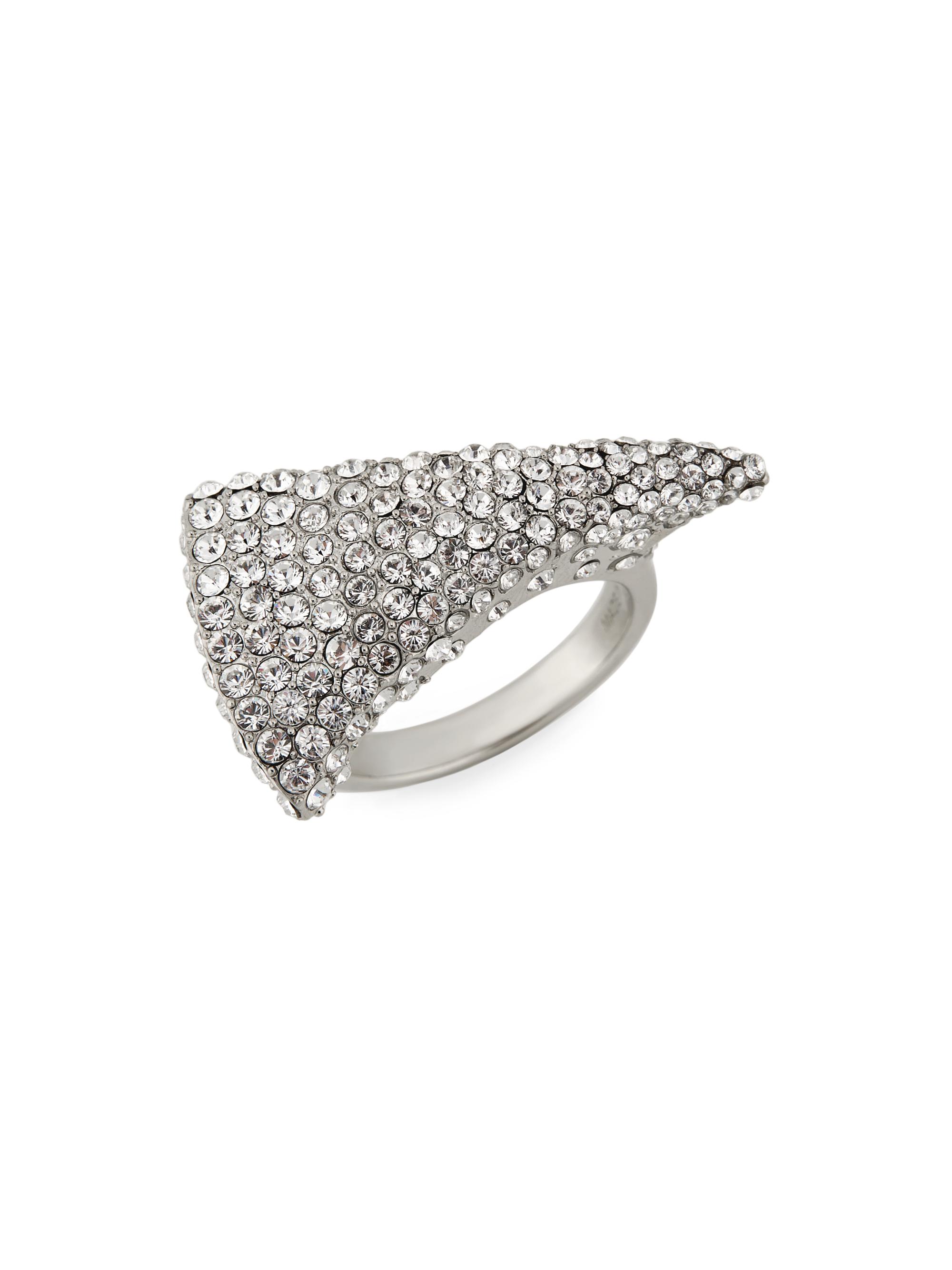 McQueen Women's Silvertone & Glass Crystal Tiger's Claw Ring - Silver Grey