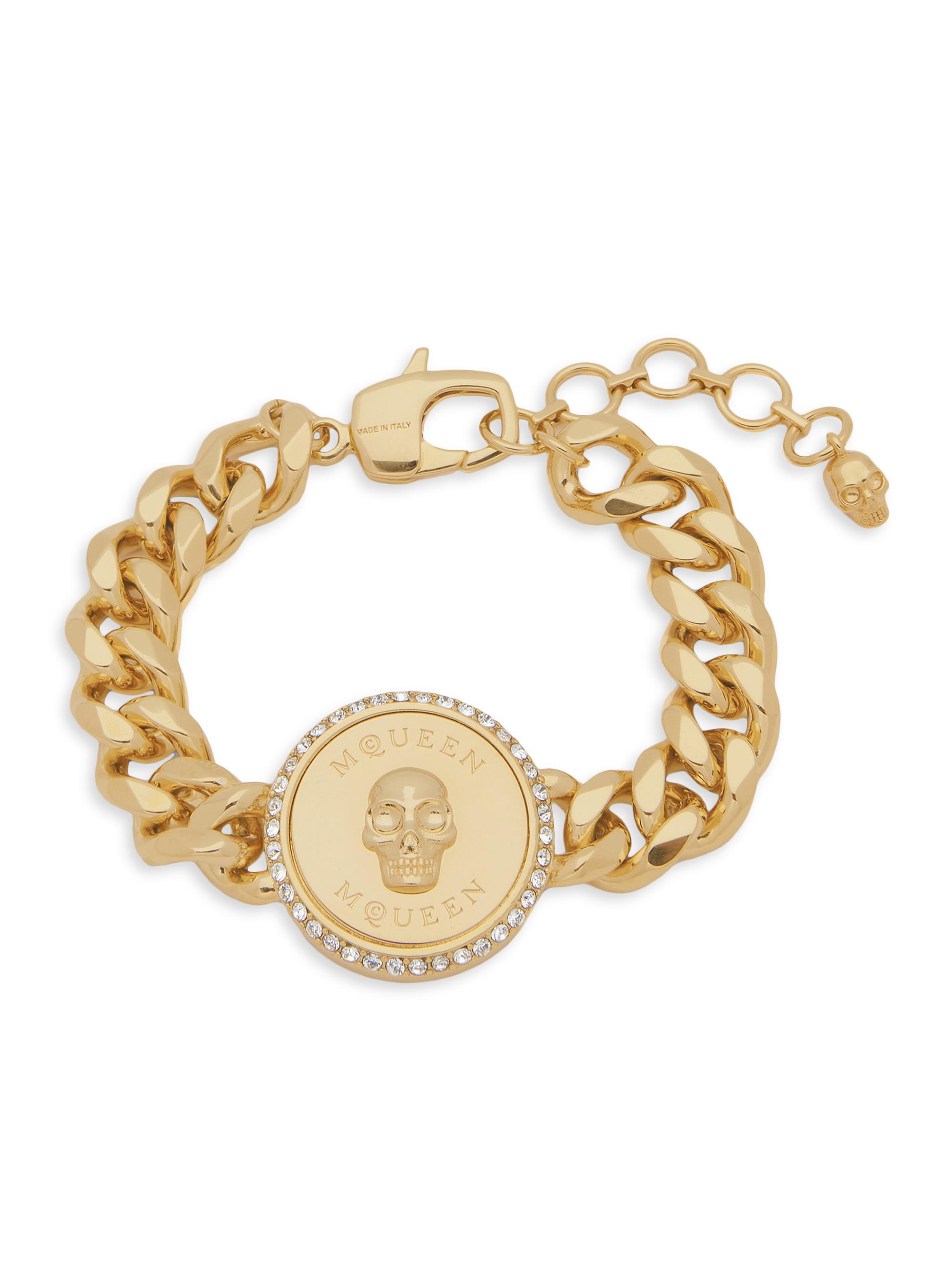 McQueen Women's Sovereign Goldtone & Crystal Skull Bracelet - Dark Marine