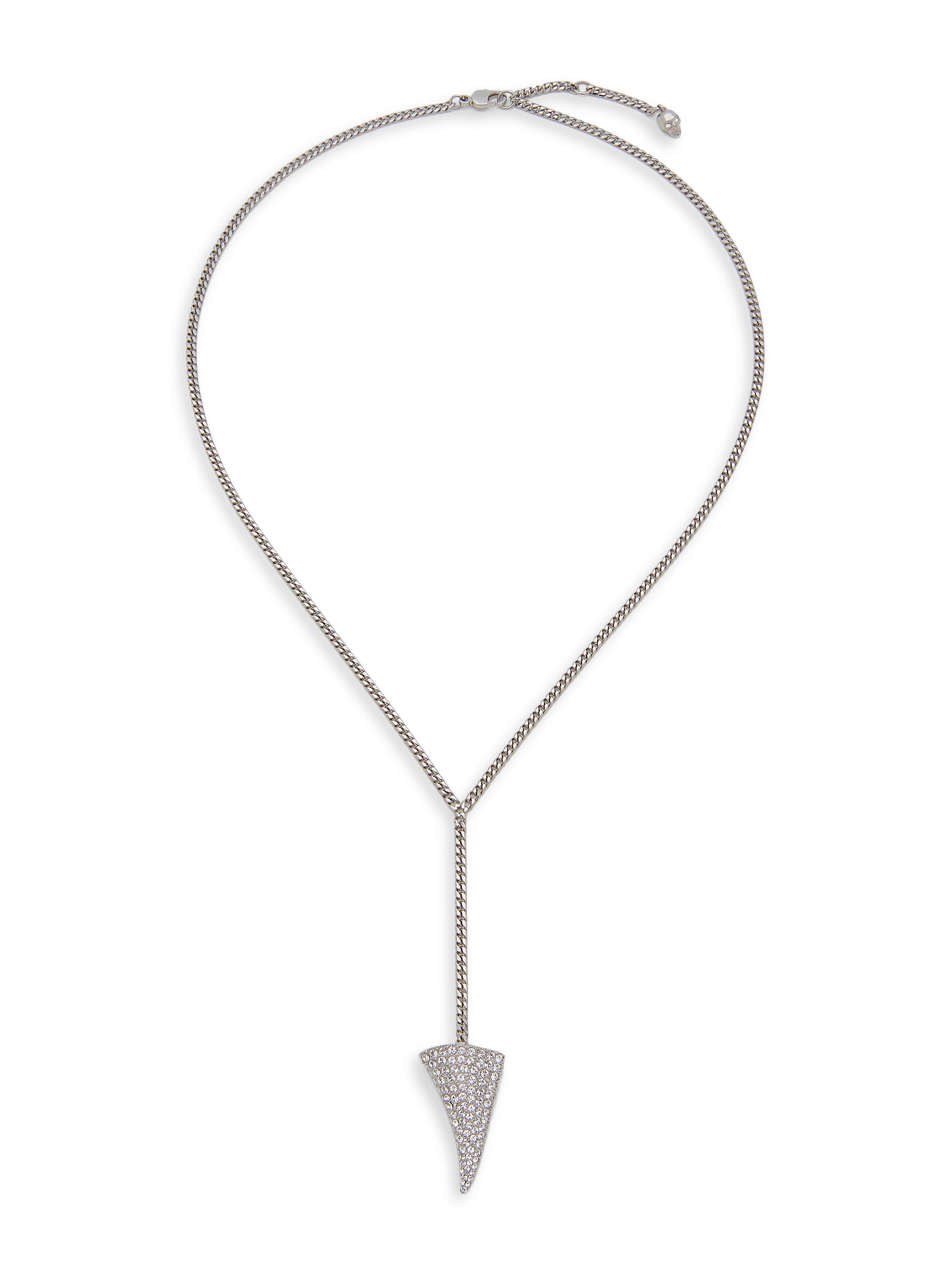 McQueen Women's Silvertone & Crystal Tiger Claw Lariat Necklace - Silver Grey
