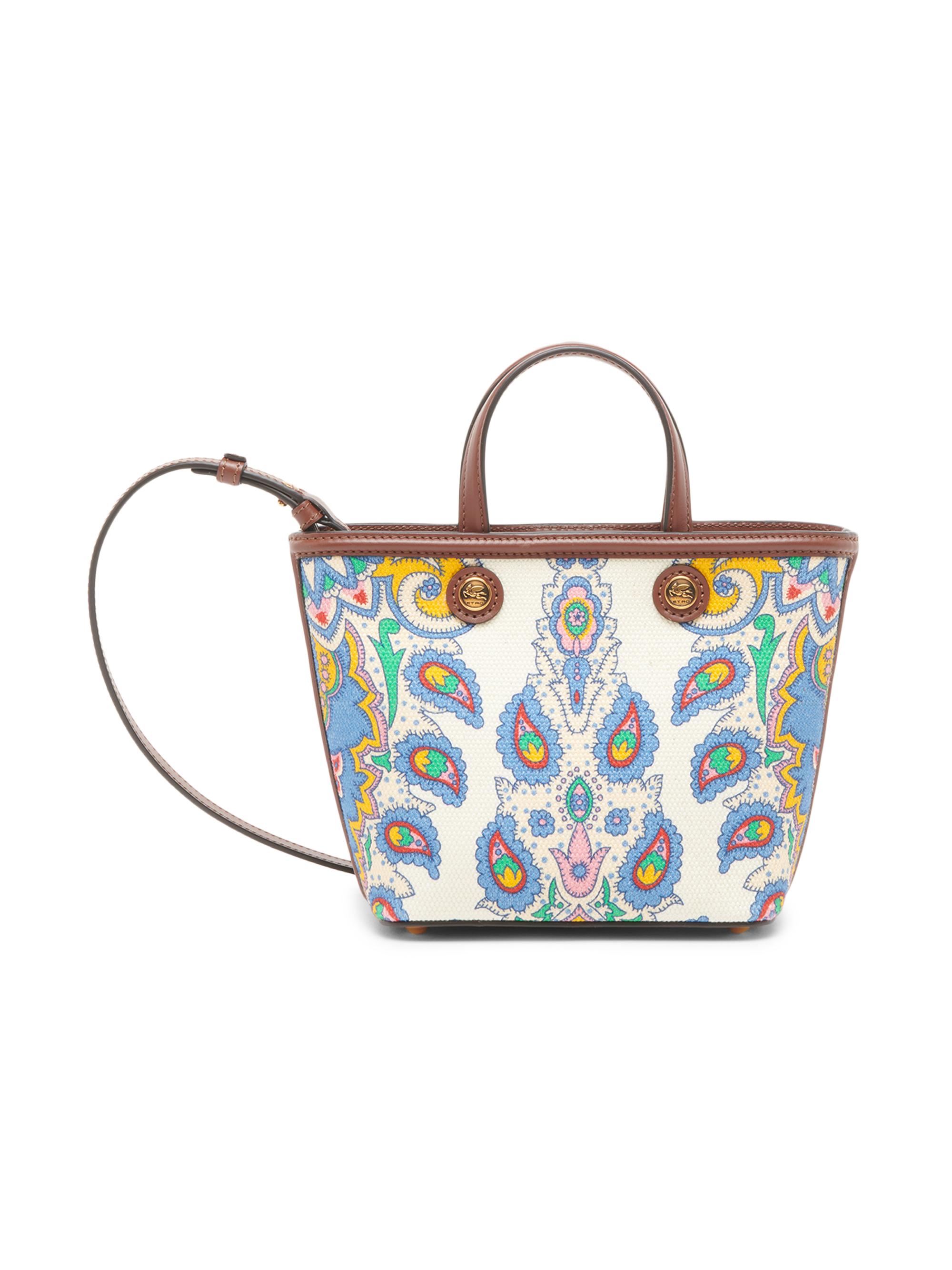 Etro Women's Extra-Small Essential Printed Canvas Shopper Tote Bag - White Multi