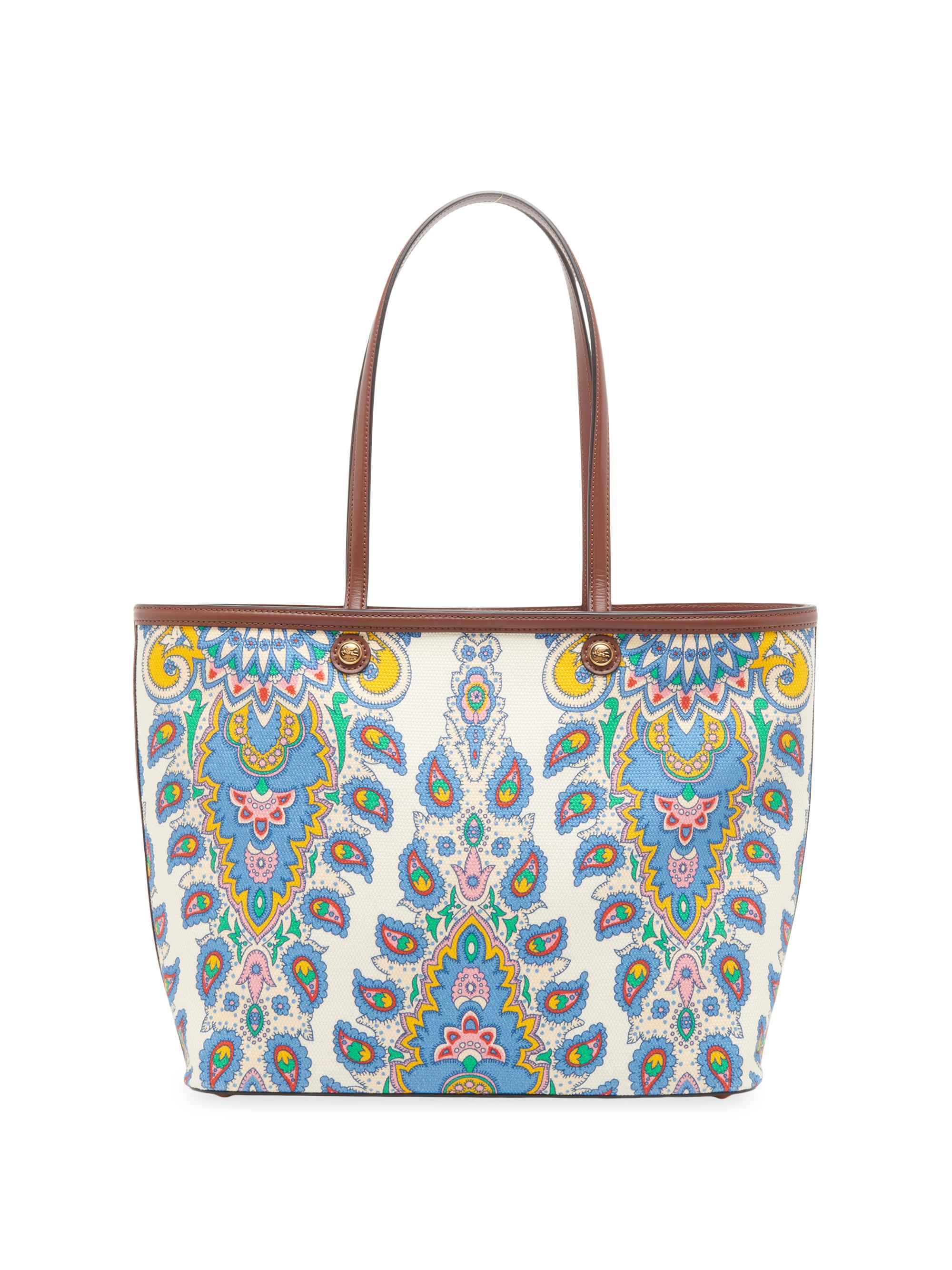 Etro Women's  Essential Paisley Canvas Shopper Tote Bag - White Multi