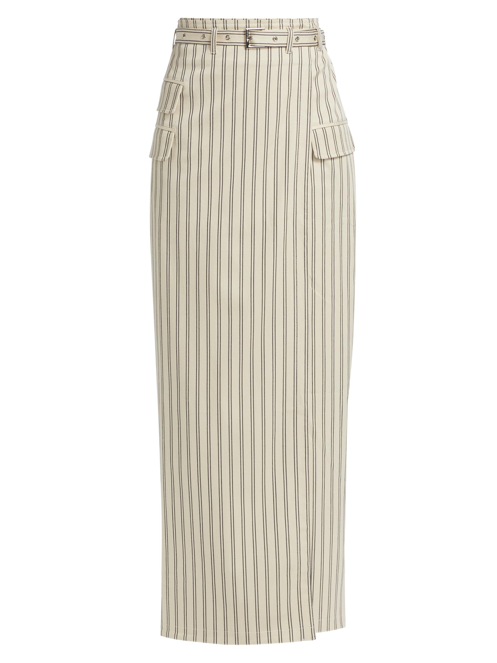 Nonchalant Label Women's Ula Striped Maxi Skirt - White Black Stripe