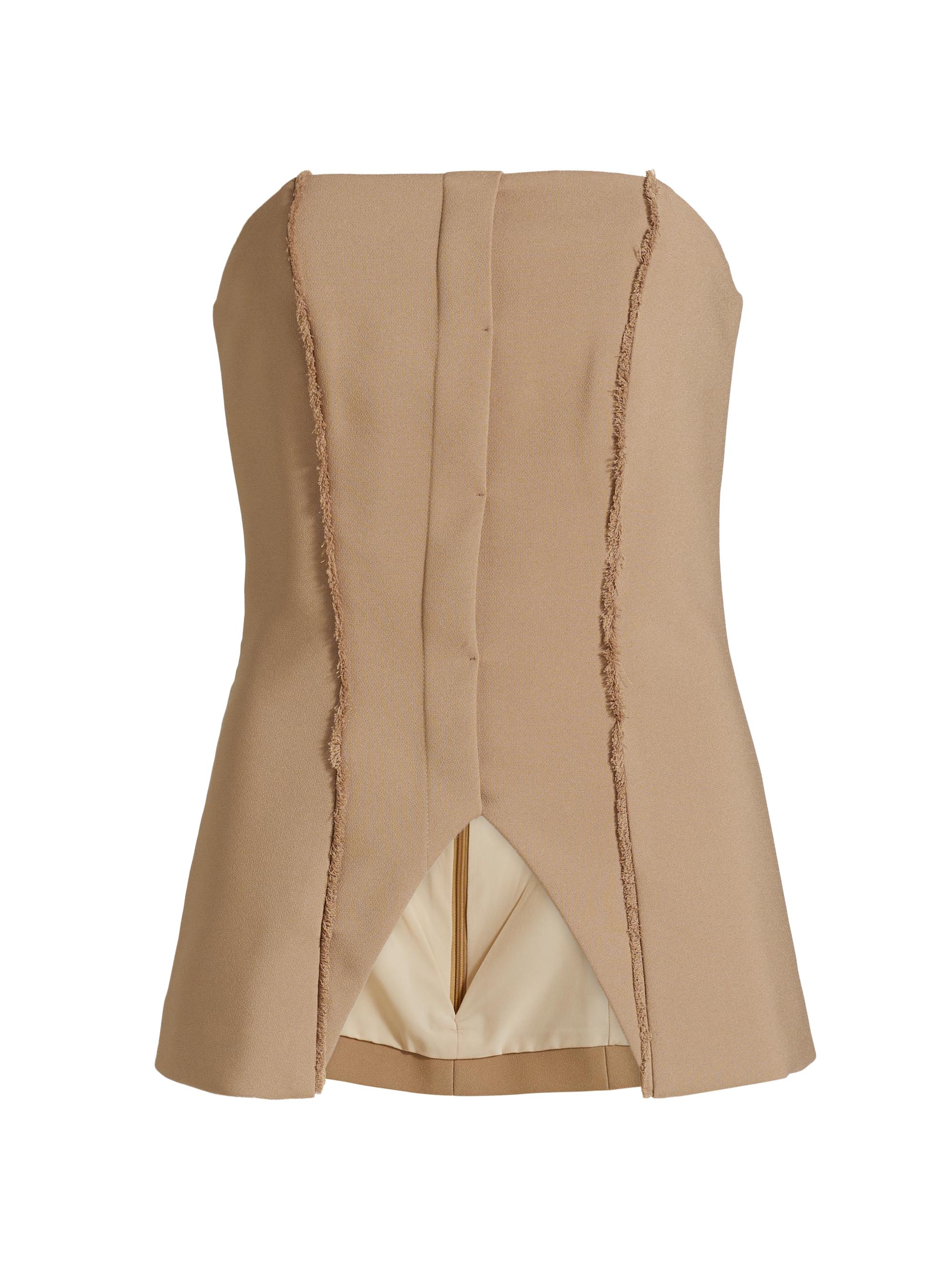 Nonchalant Label Women's Liz Distressed-Seam Bustier Top - Camel
