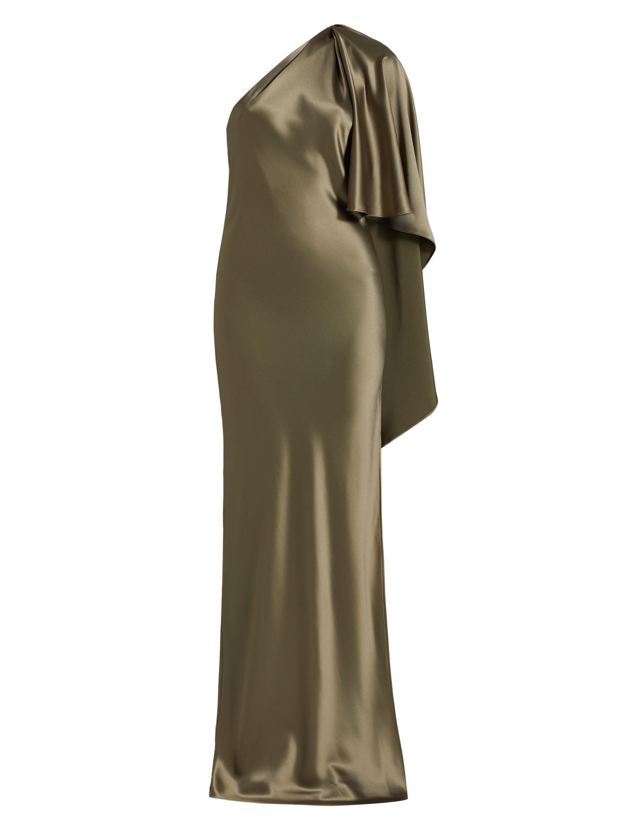 Nonchalant Label Women's Lovell One-Shoulder Satin Gown - Moss