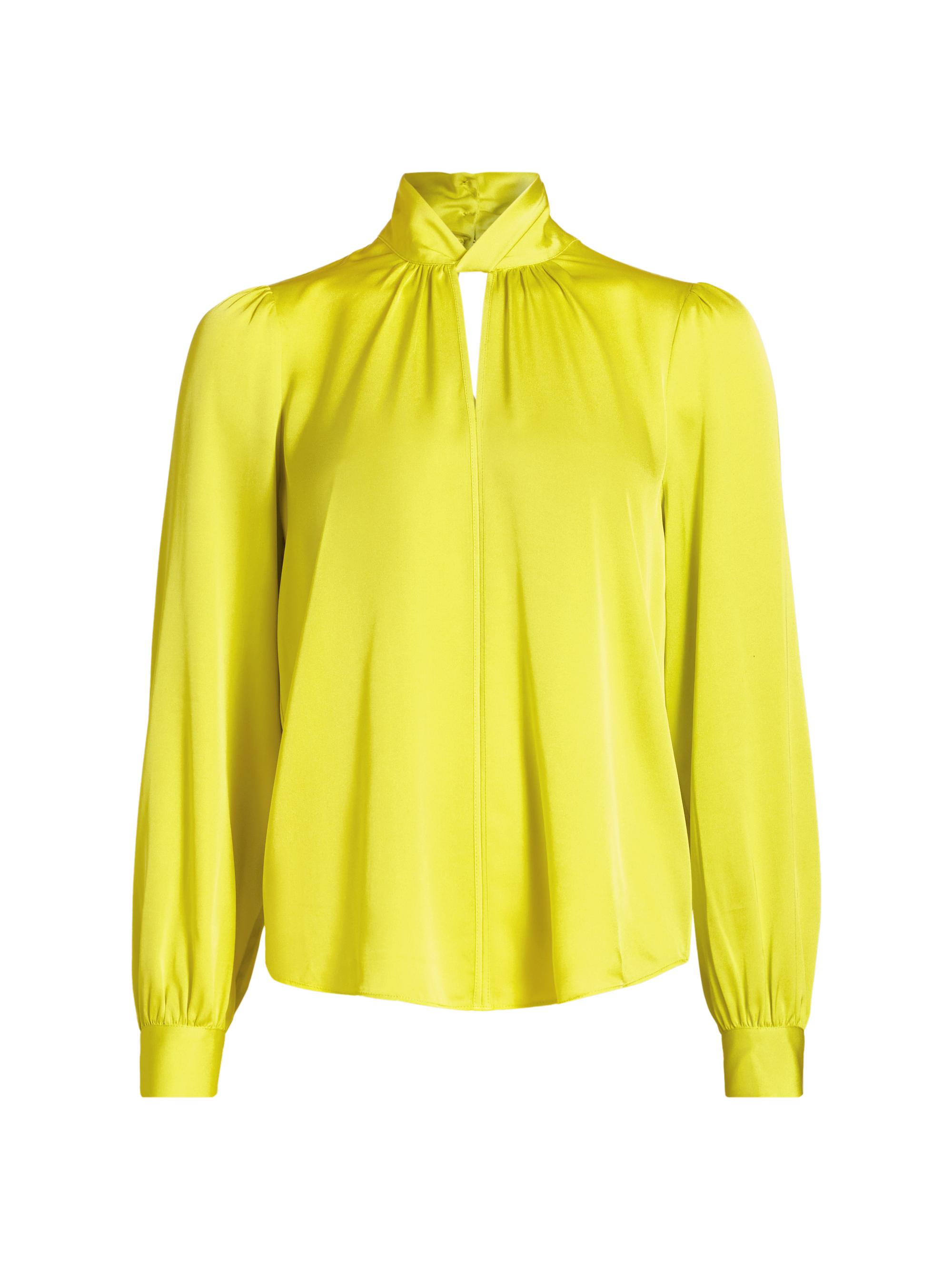 Elie Tahari Women's Cora Satin Long-Sleeve Blouse - Electric Lime