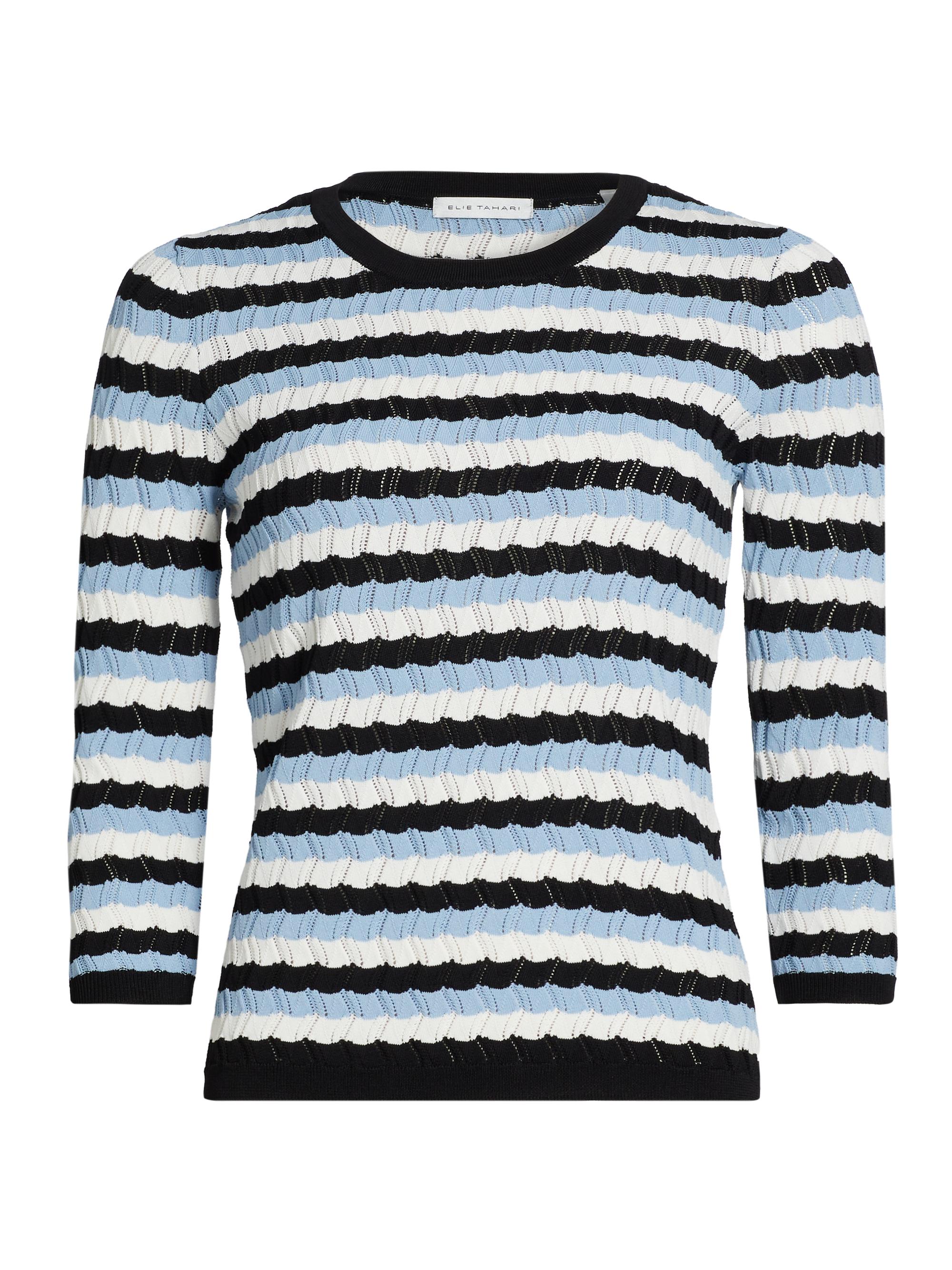 Elie Tahari Women's Tadeo Striped Sweater - Fountain Blue