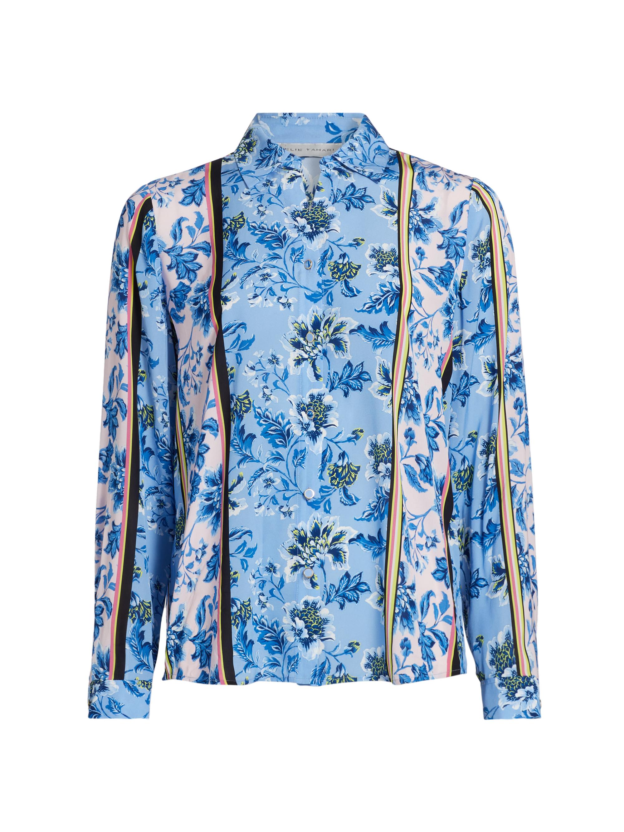 Elie Tahari Women's The Madeline Twilight Striped Floral Blouse - Twilight Stripe Print