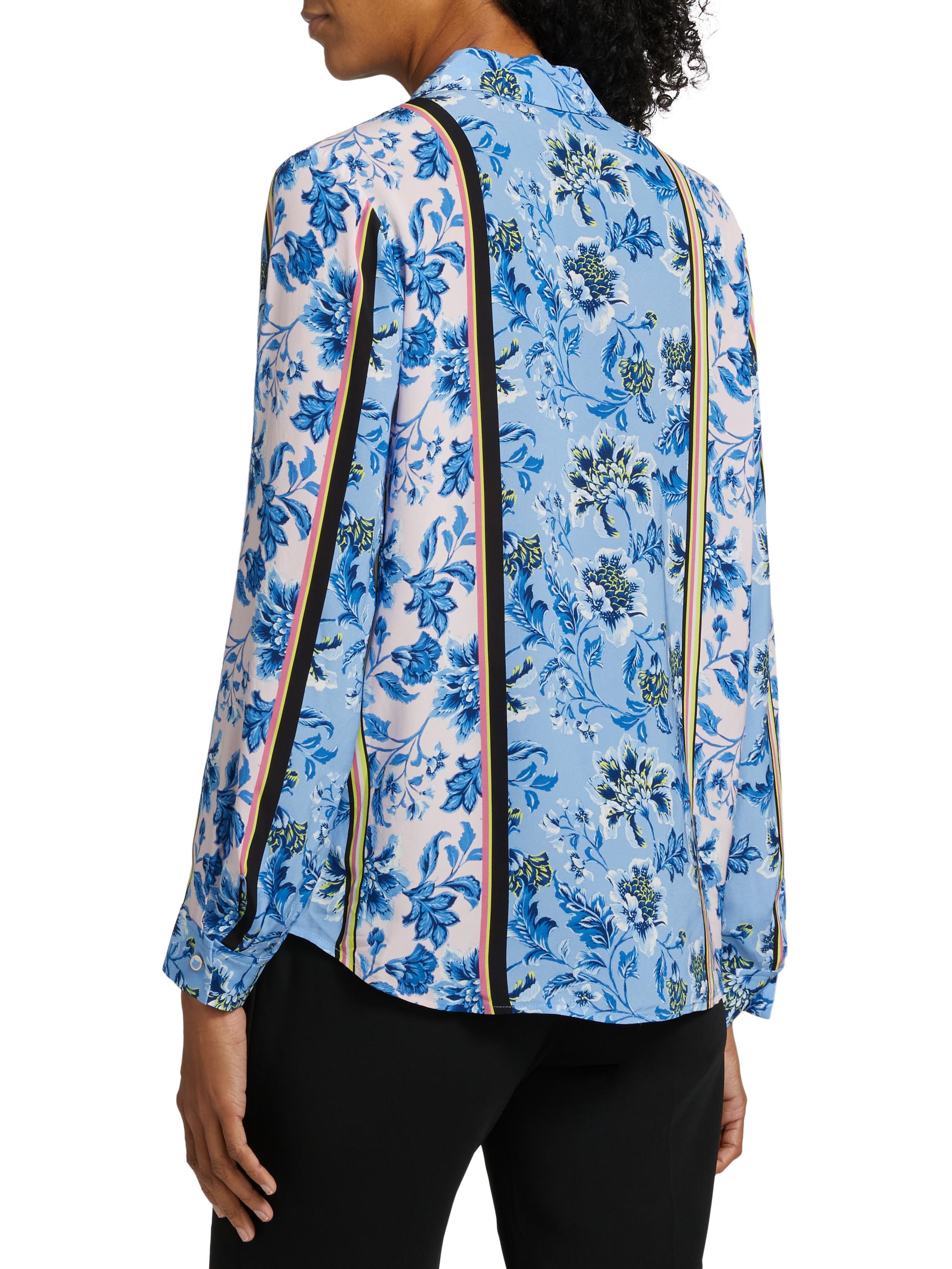 Elie Tahari The Madeline Twilight Striped Floral Blouse | Saks
