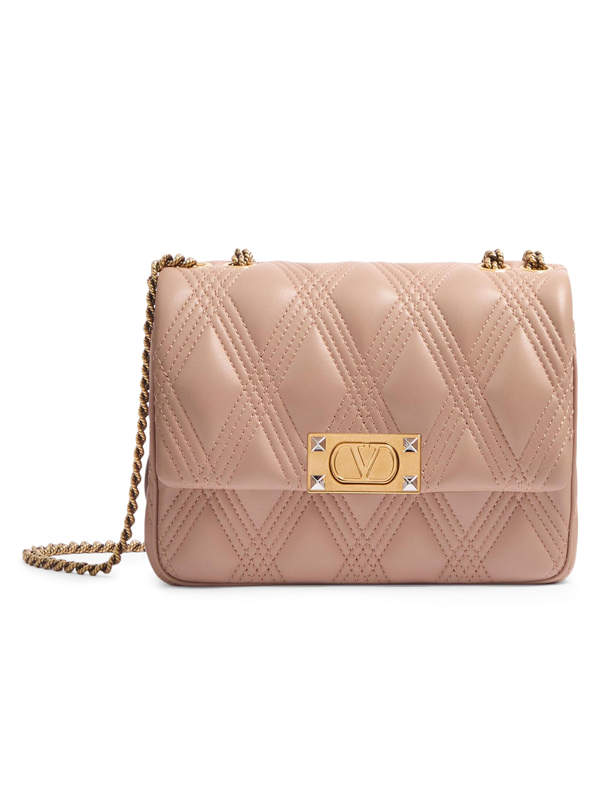 Valentino Garavani Women's Quiltie 67  Shoulder Bag in Quilted Nappa Leather - Rose Cannelle
