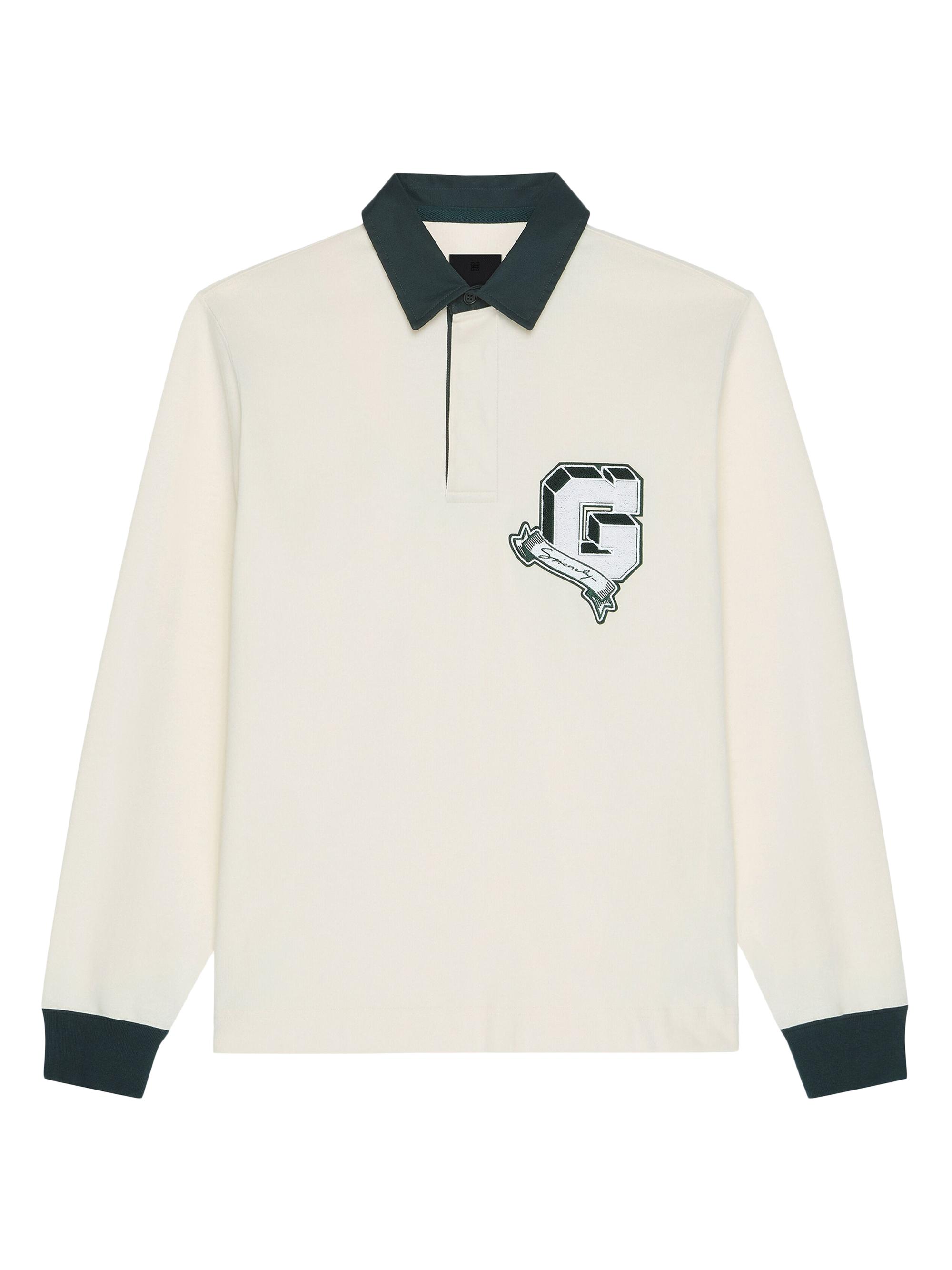 Givenchy Men's College Polo in Cotton - White Green