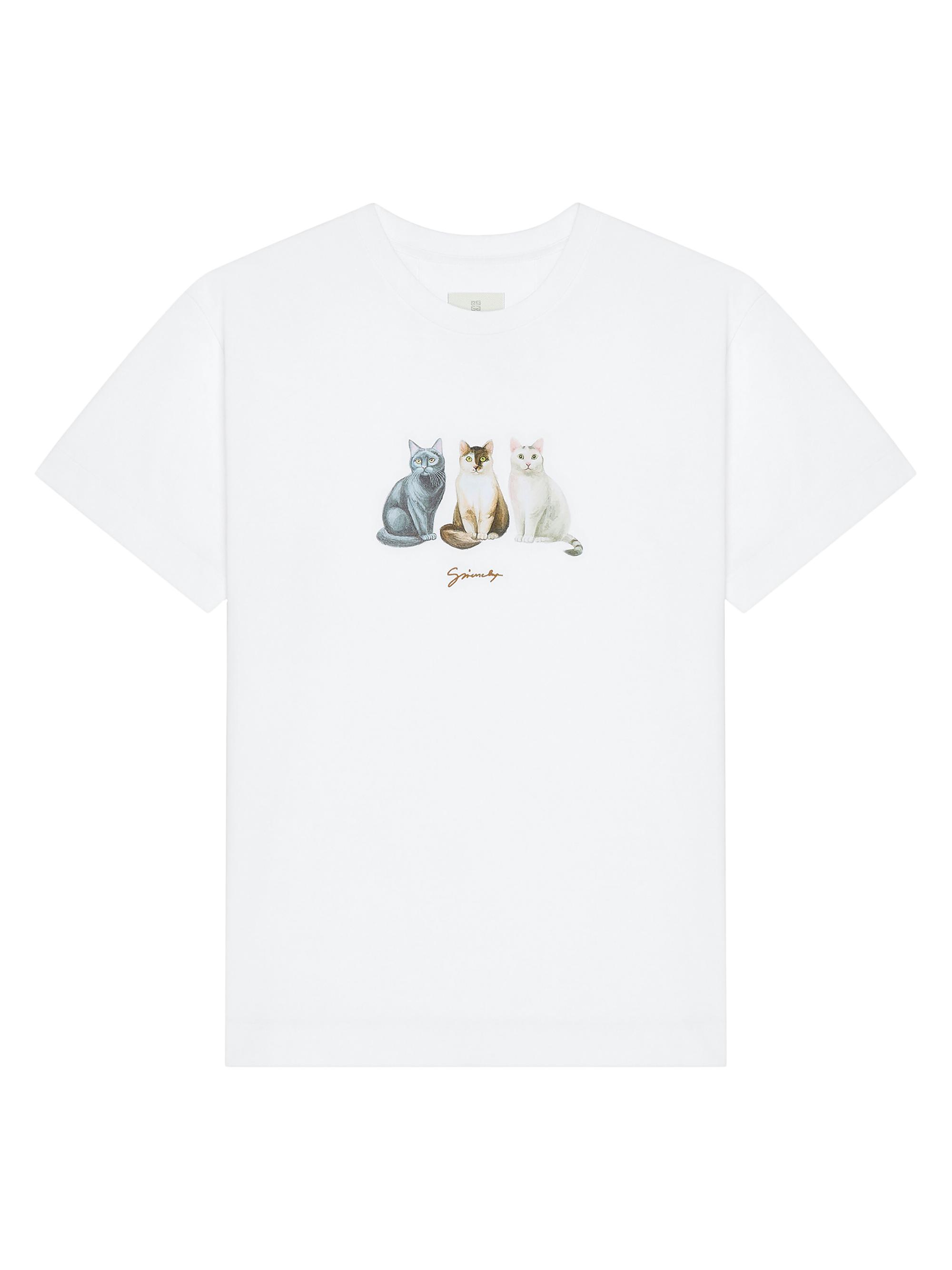 Givenchy Men's T-shirt in Cotton with Cats Print - White