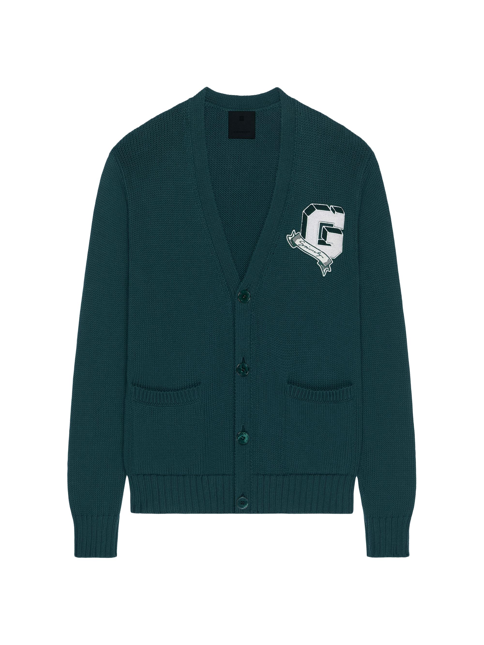 Givenchy Men's College Cardigan in Cotton - Fir Green