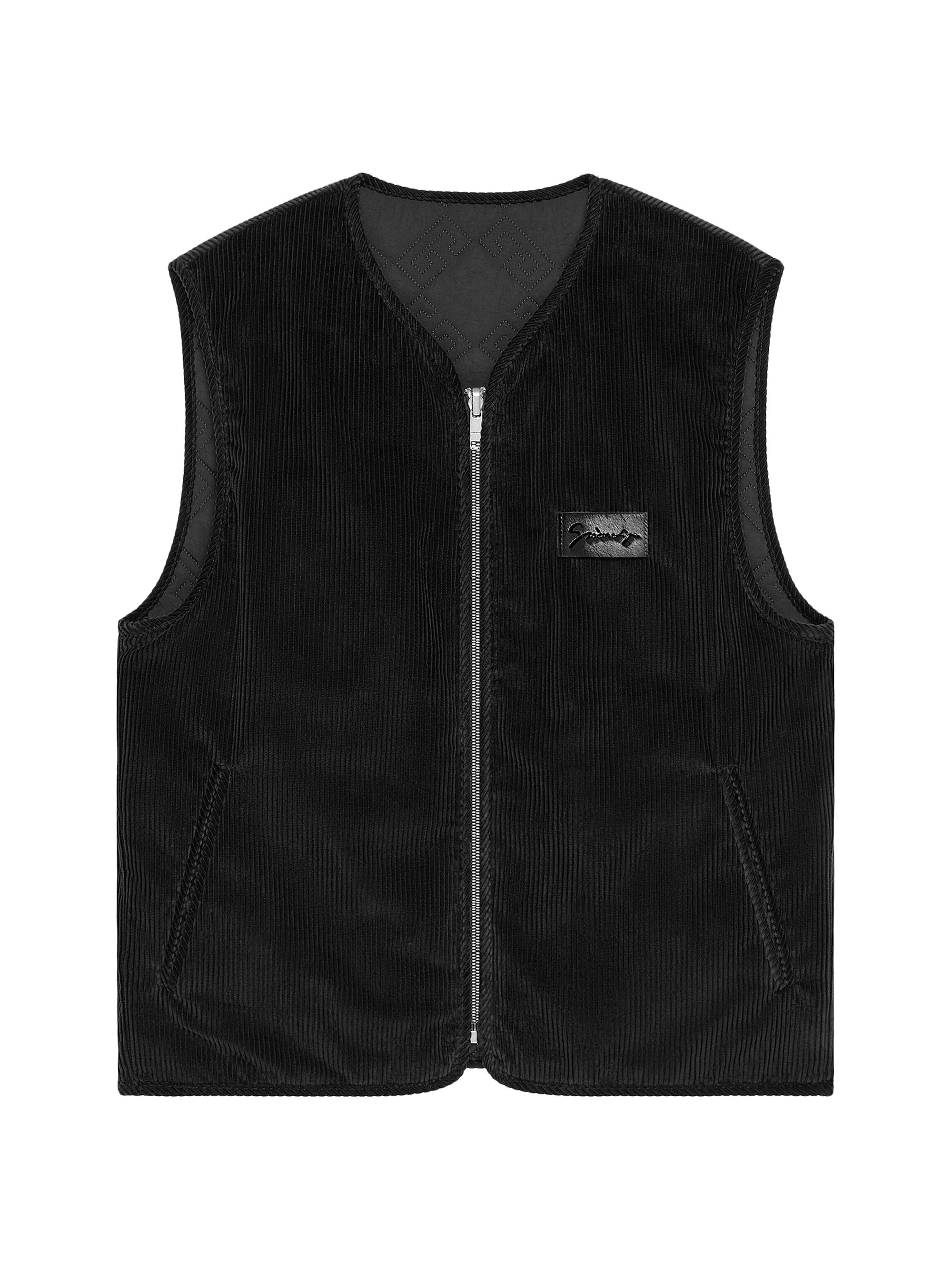 Givenchy Men's Reversible Waistcoat in Mixed Fabrics with Monogram 72 - Black