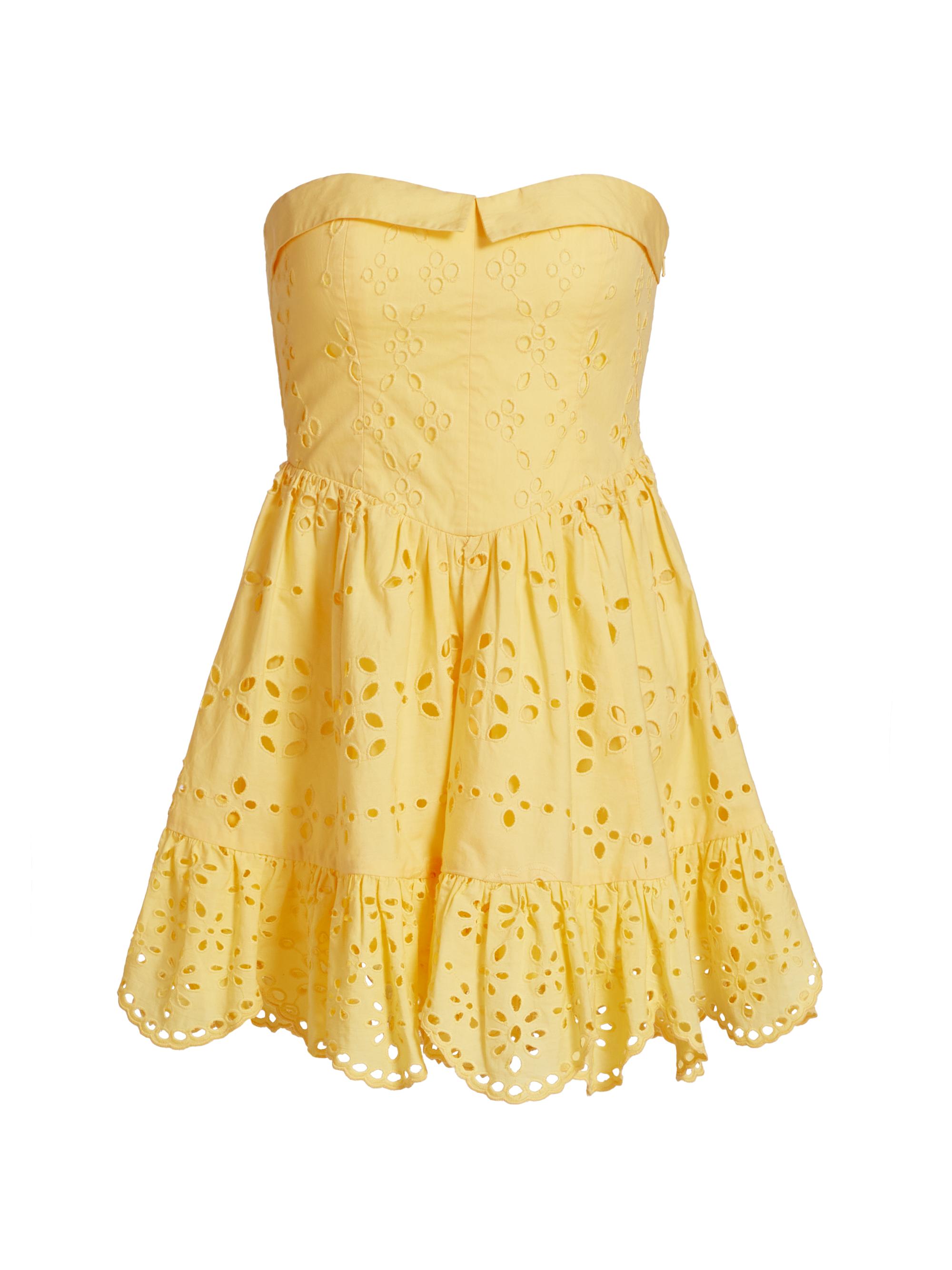 Hemant & Nandita Women's Adya Eyelet Minidress - Yellow