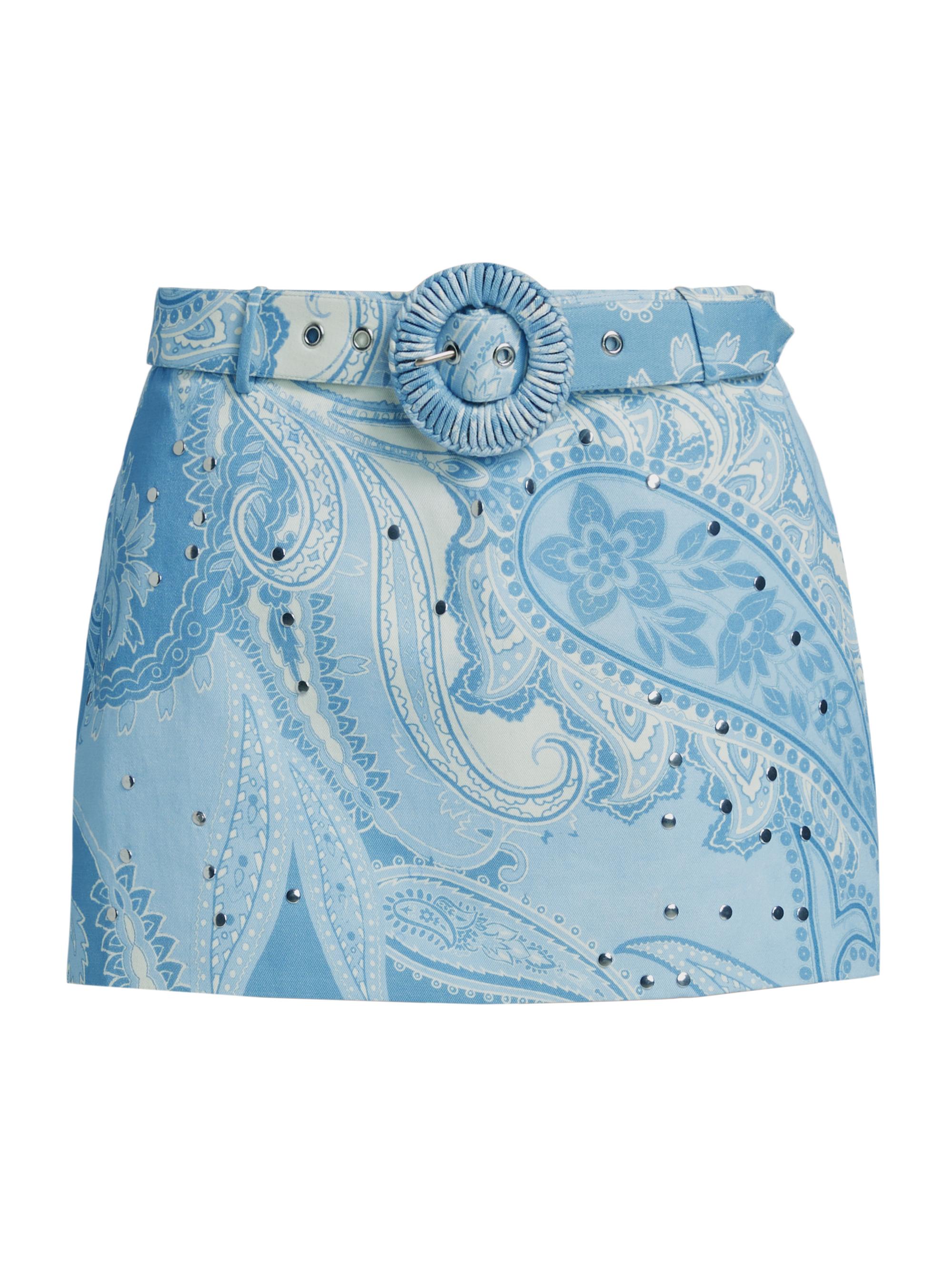 Hemant & Nandita Women's Fiza Buckle Belt Miniskirt - Powder Blue