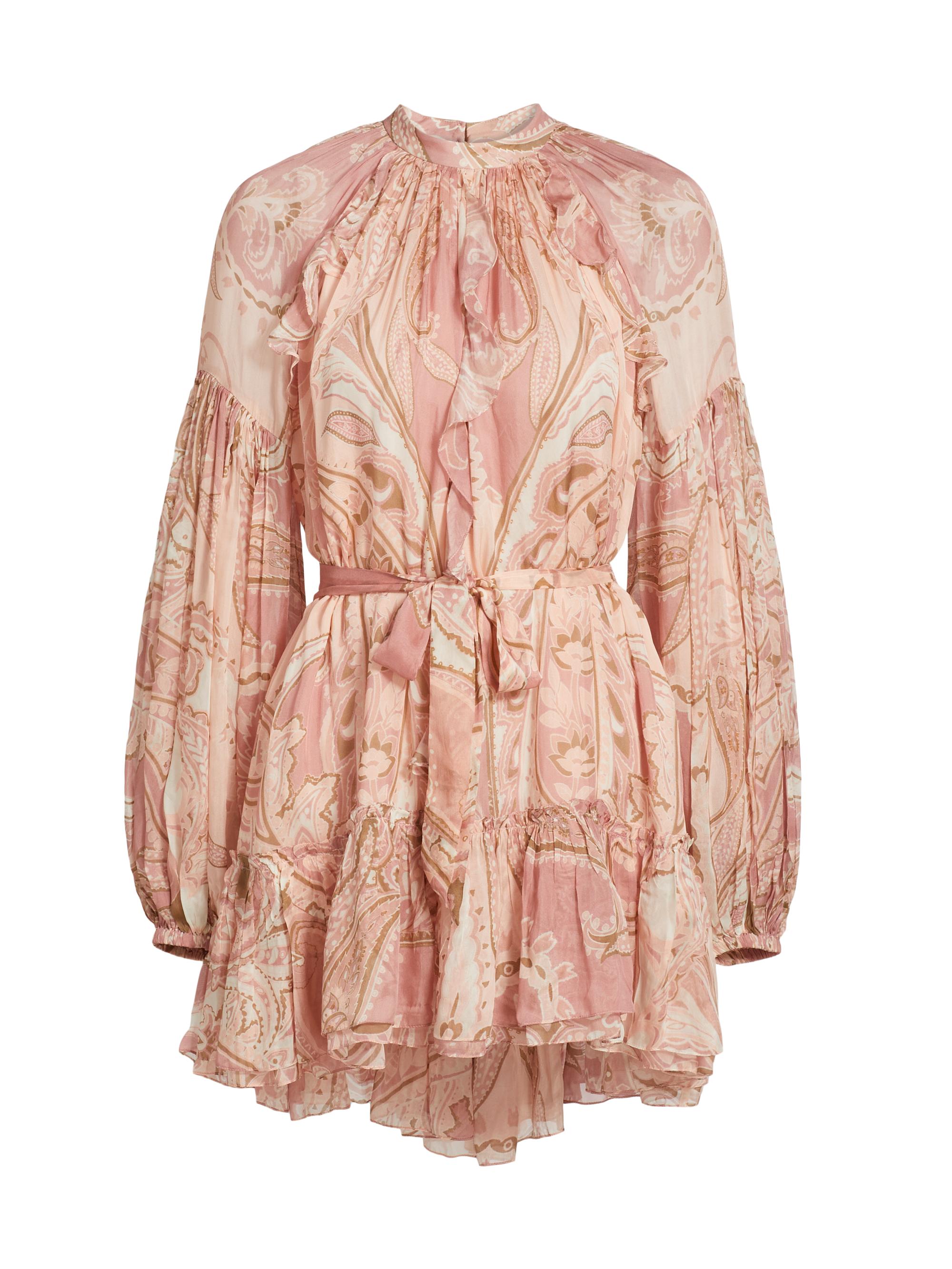 Hemant & Nandita Women's Fiza Ruffle Tie-Waist Minidress - Pink White