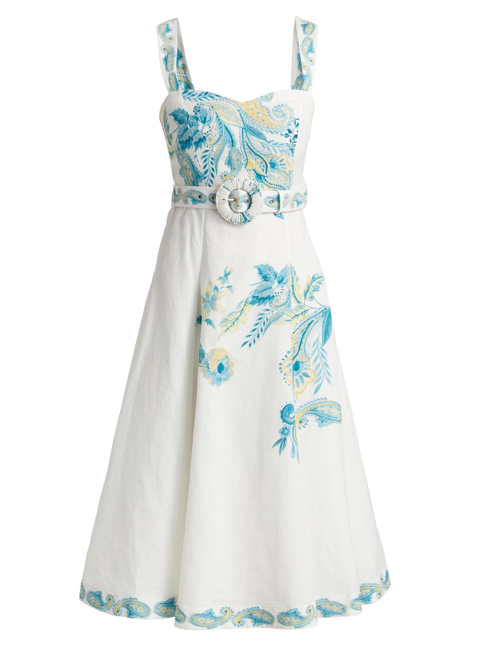 Hemant & Nandita Women's Amari Embroidered Linen & Cotton Midi-Dress - White Floral