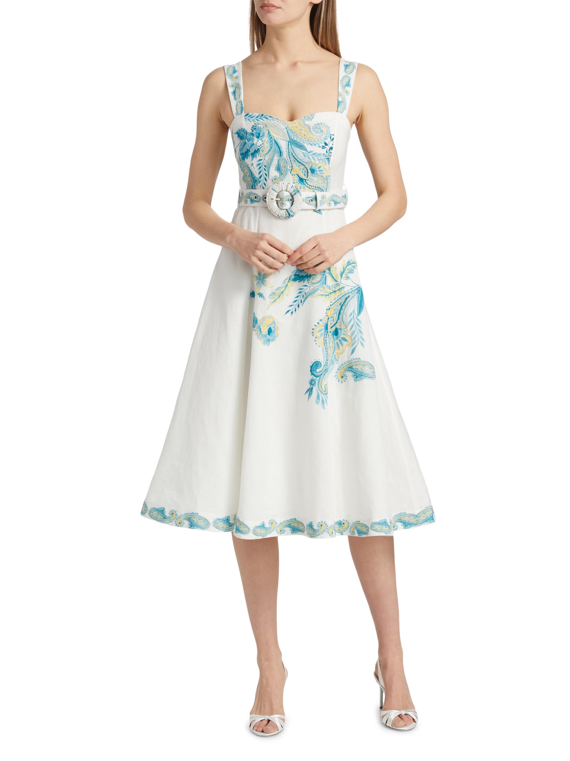Amari Embroidered Linen & Cotton Midi-Dress