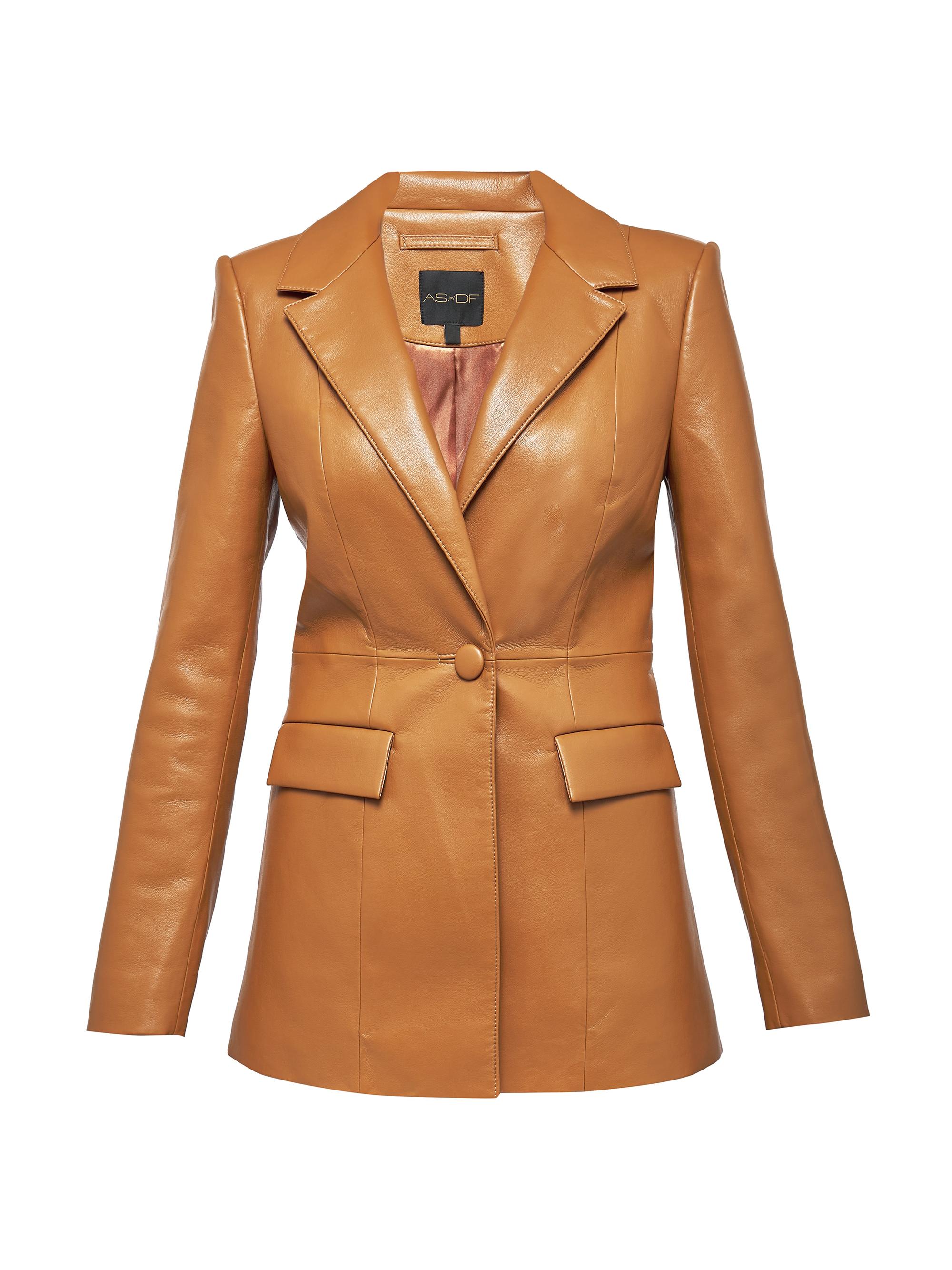 AS by DF Women's Finn Recycled Leather Blazer - Vintage Luggage