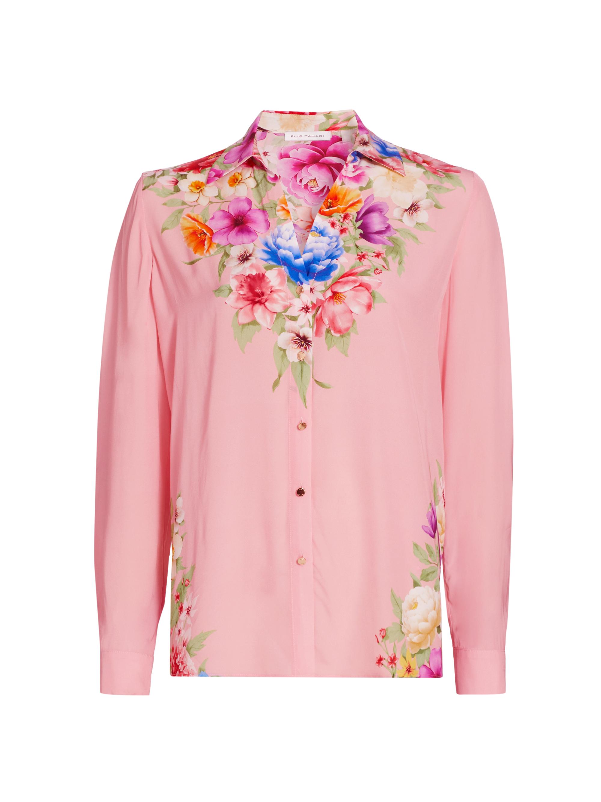 Elie Tahari Women's Madeline Floral Print Relaxed Blouse - Diamond Floral Print