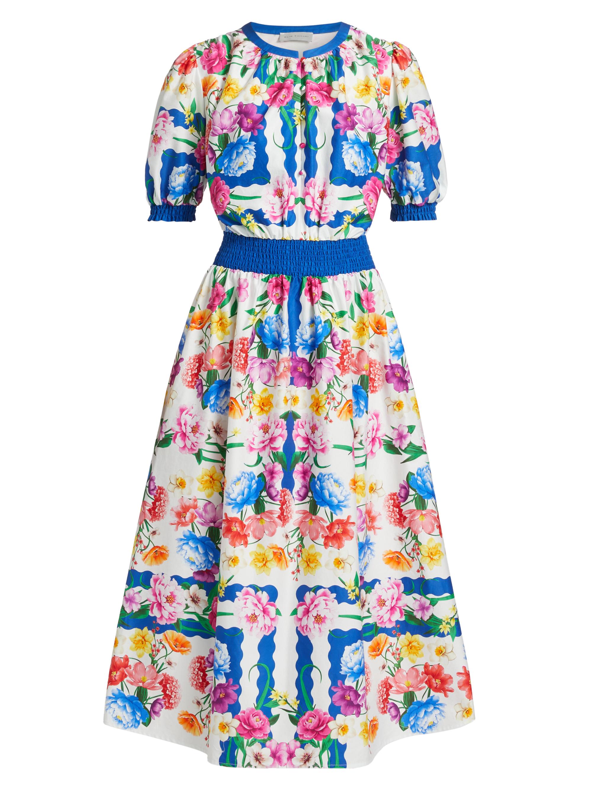 Elie Tahari Ziggy Scallop Floral Midi-Dress | Saks Fifth Avenue