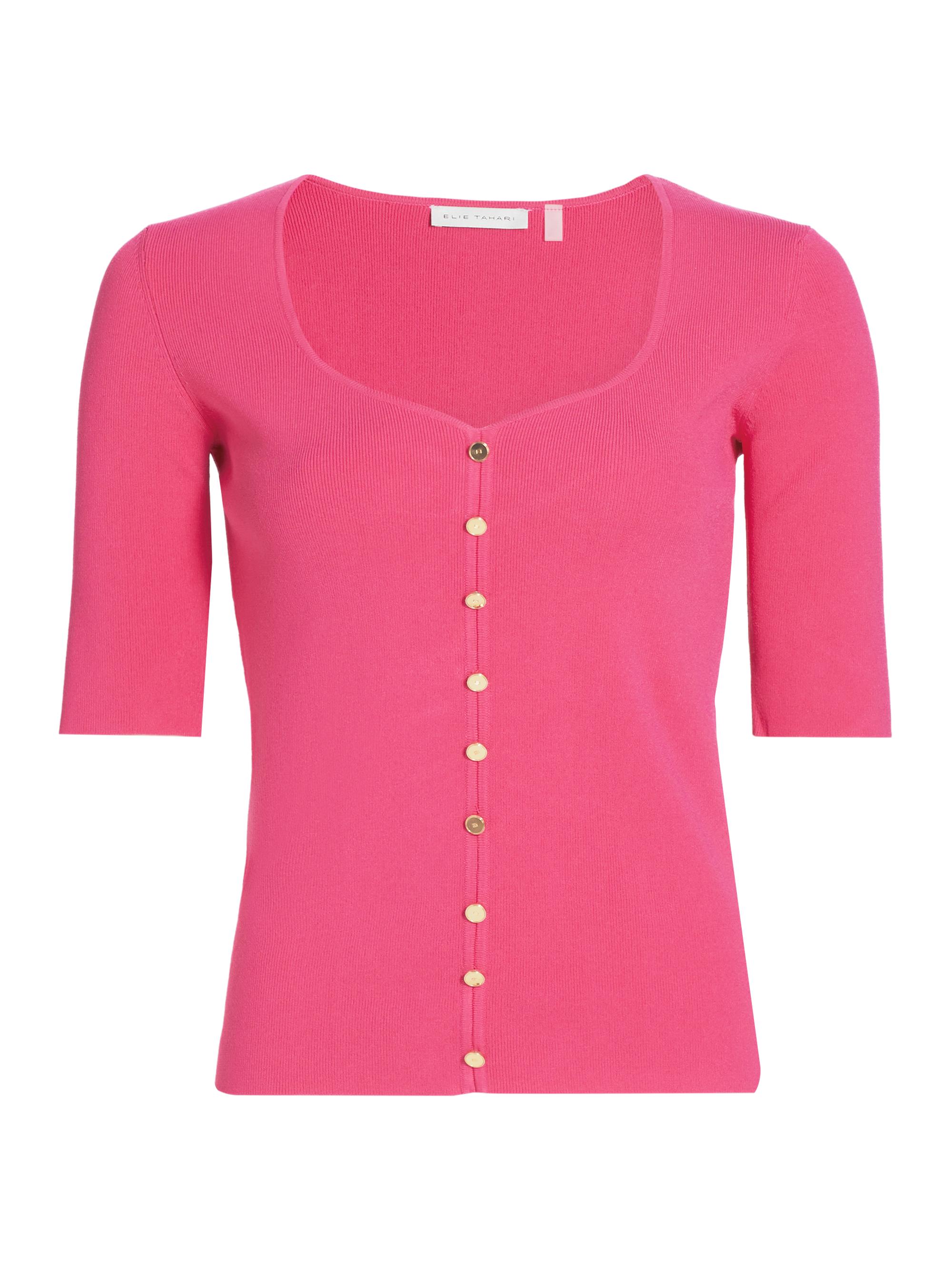 Elie Tahari Women's Jessica Sweetheart Neck Fitted Sweater - Luxury Pink
