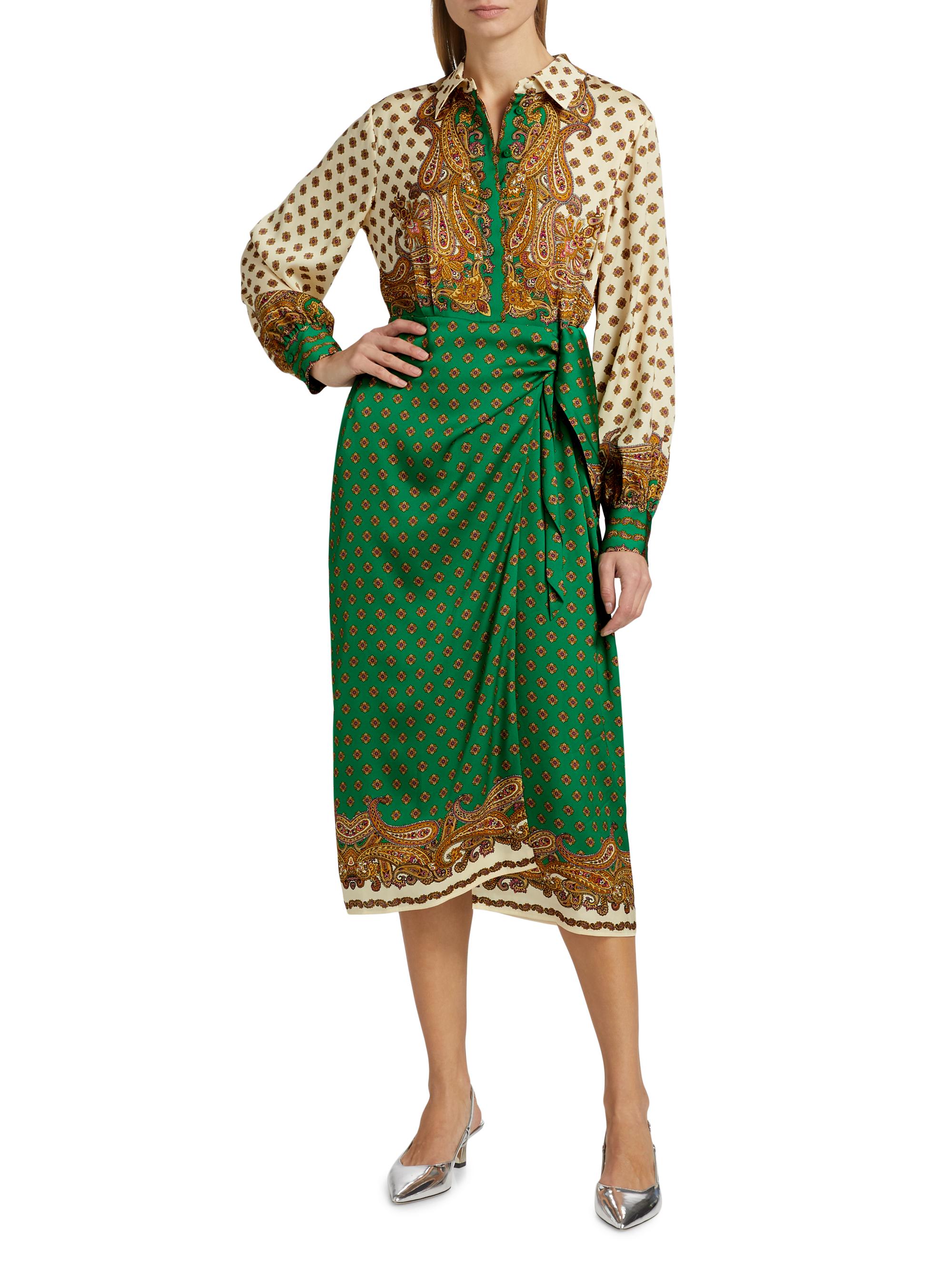 Elie Tahari Vero Jewel Paisley Wrap Midi-Dress | Saks Fifth Avenue