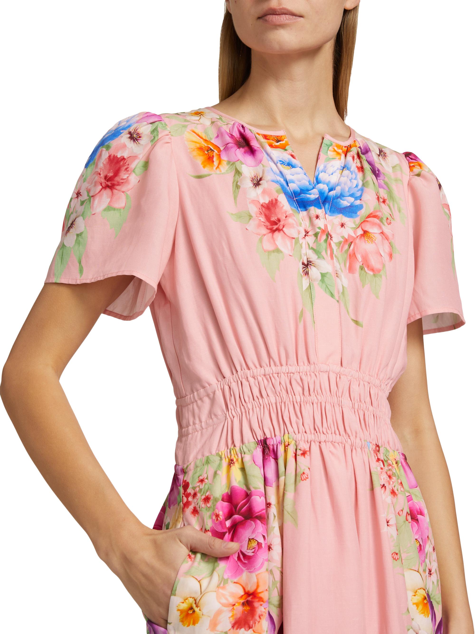 Elie Tahari The Alisha Linen Midi-Dress | Saks Fifth Avenue