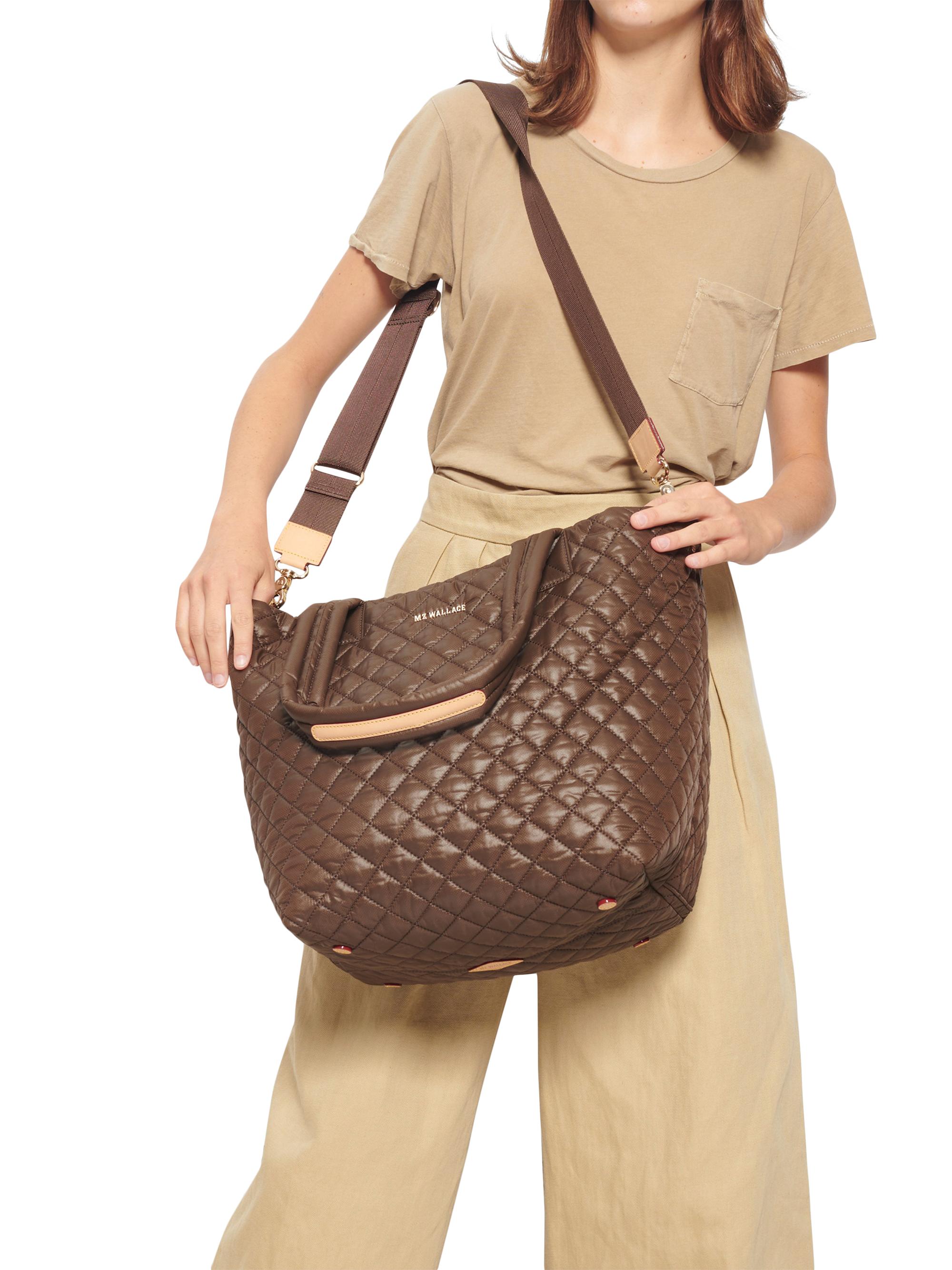 MZ Wallace Women's Metro Deluxe  Nylon Tote Bag - Walnut - back view in Walnut