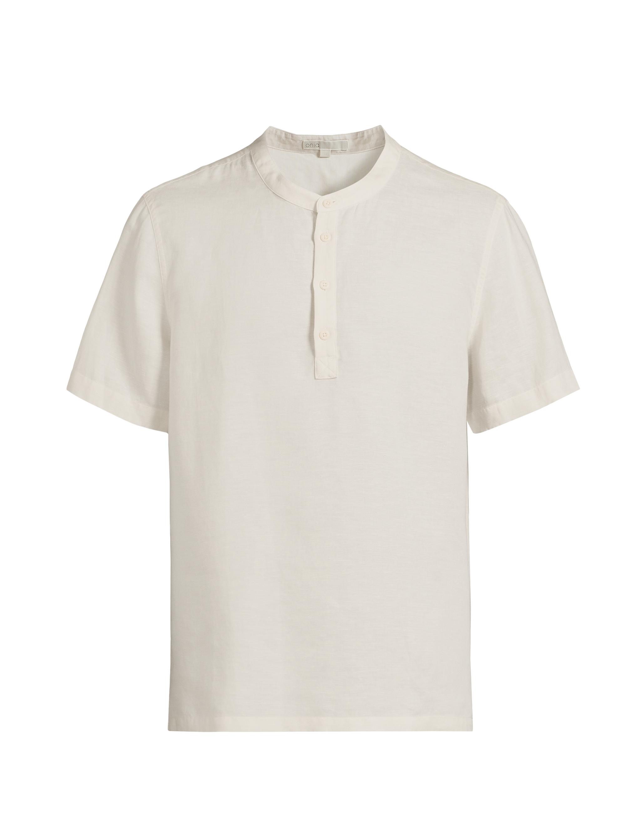 Onia Men's Linen-Blend Home Henley Shirt - Stone