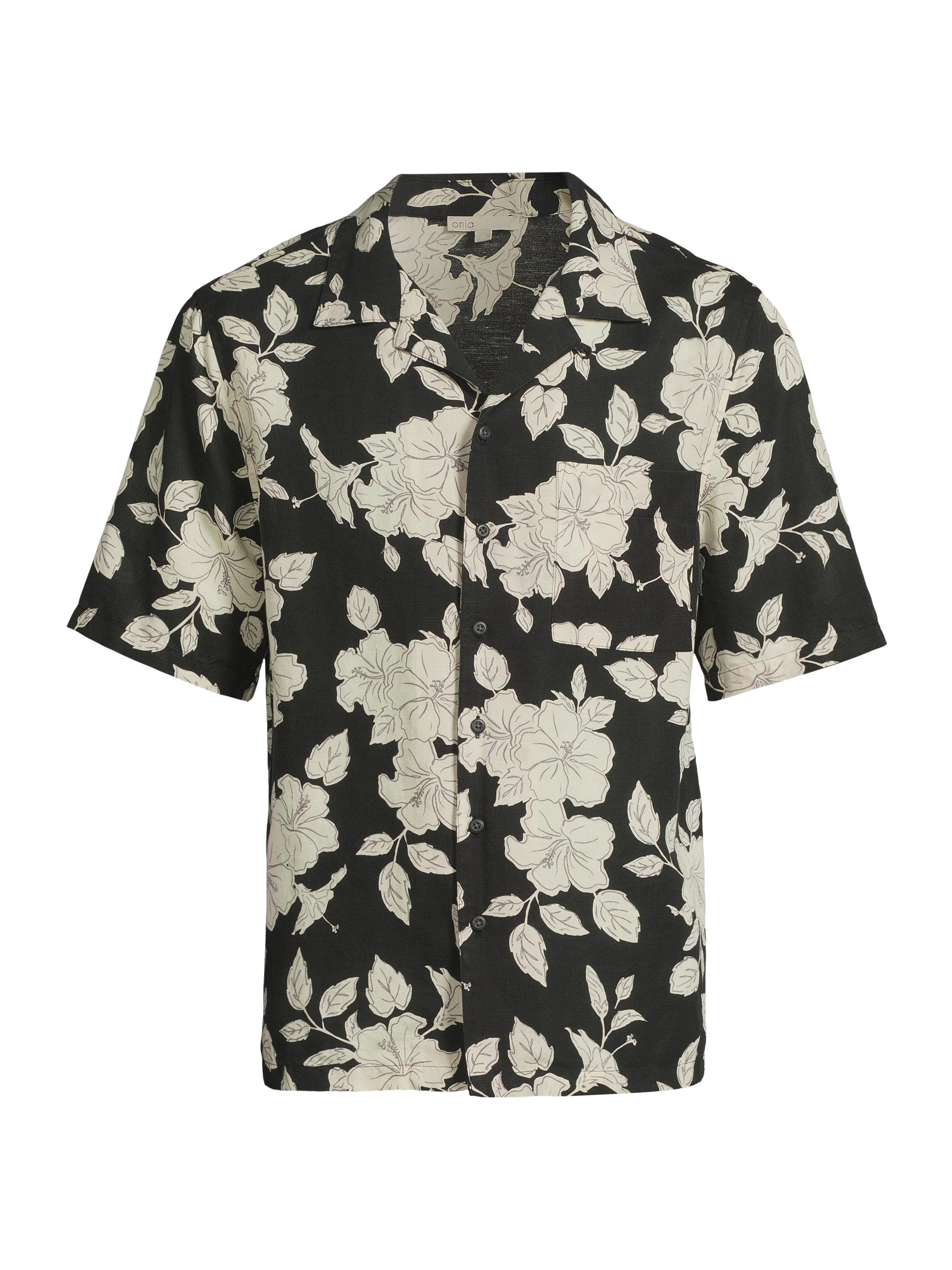 Onia Men's Convertible Vacation Camp Shirt - Black Off White