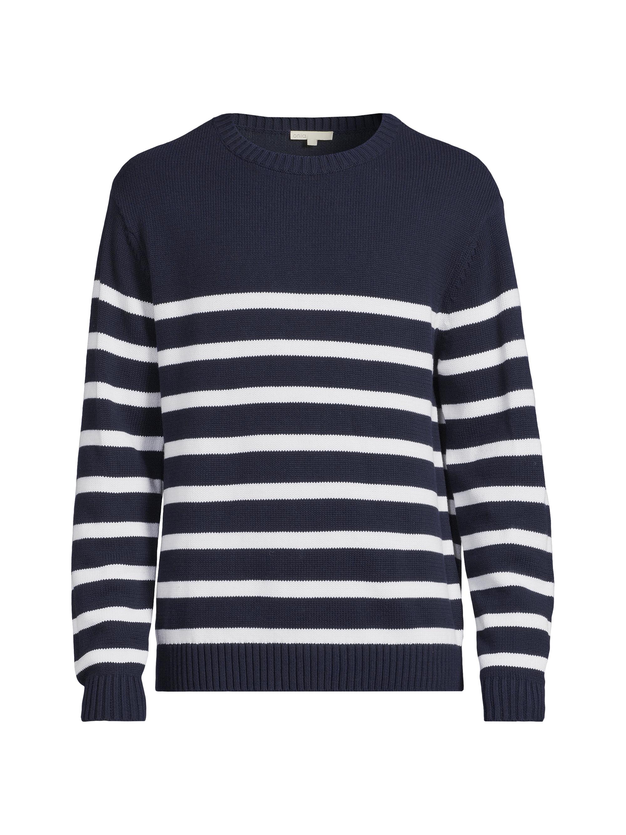 Onia Men's Cotton Boatneck Sweater - Deep Navy White