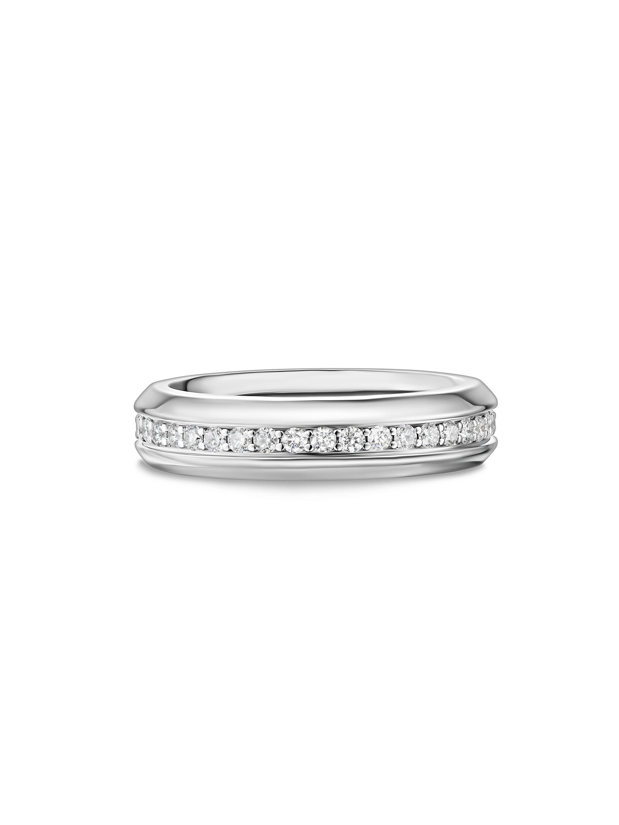 David Yurman Men's Streamline Band Ring in 18K White Gold - Black Diamond