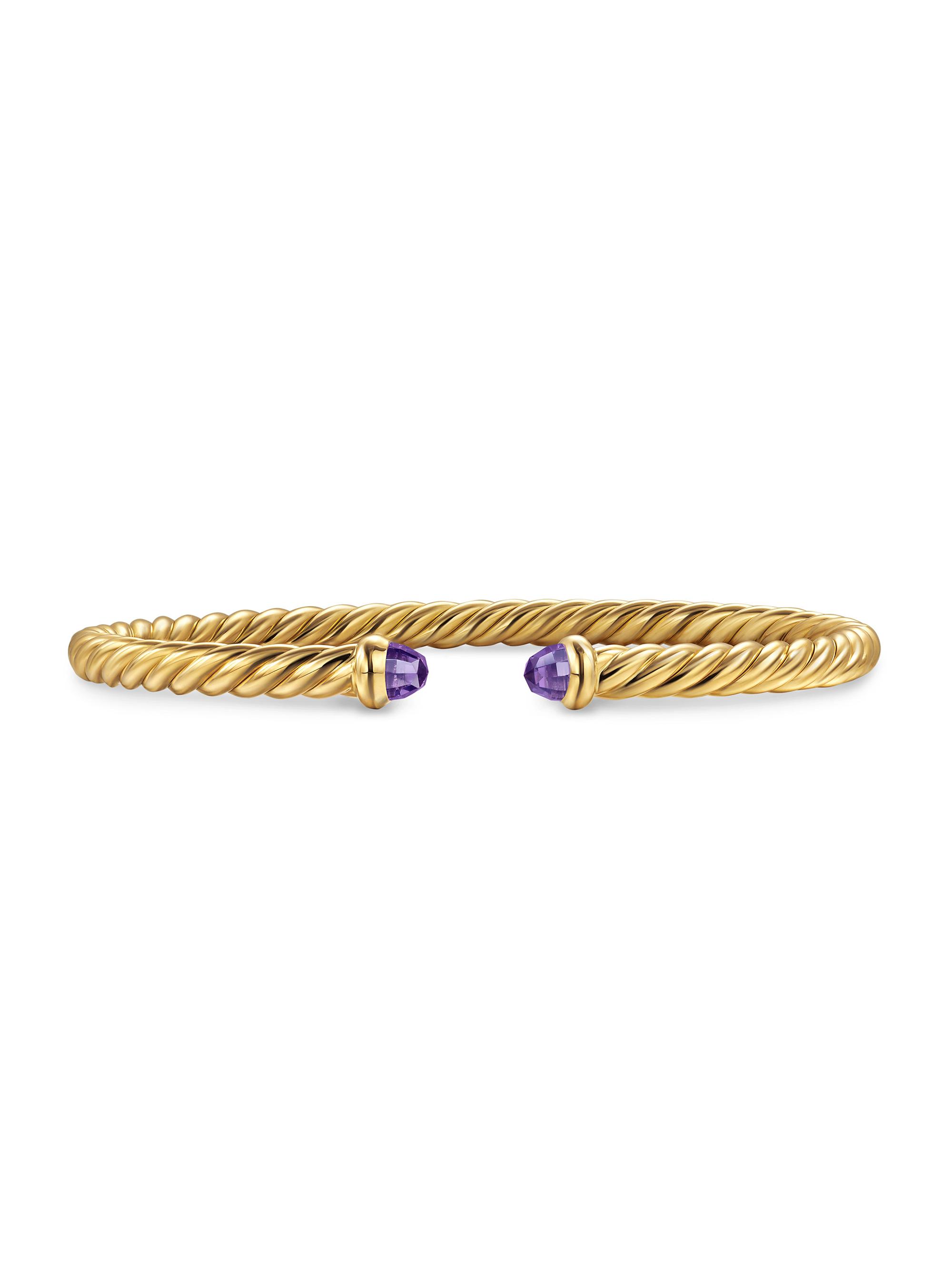 David Yurman Women's Cablespira Flex Bracelet in 18K Yellow Gold - Amethyst