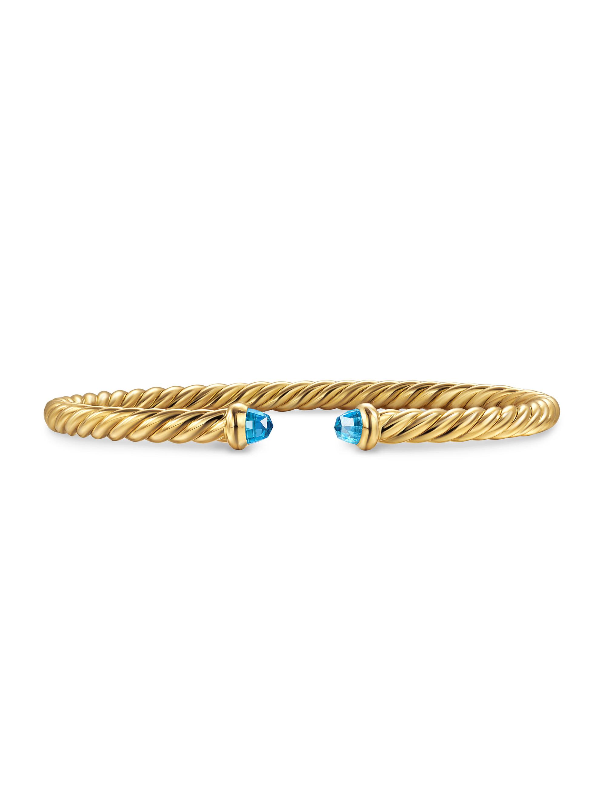 David Yurman Women's Cablespira Flex Bracelet in 18K Yellow Gold - Blue Topaz
