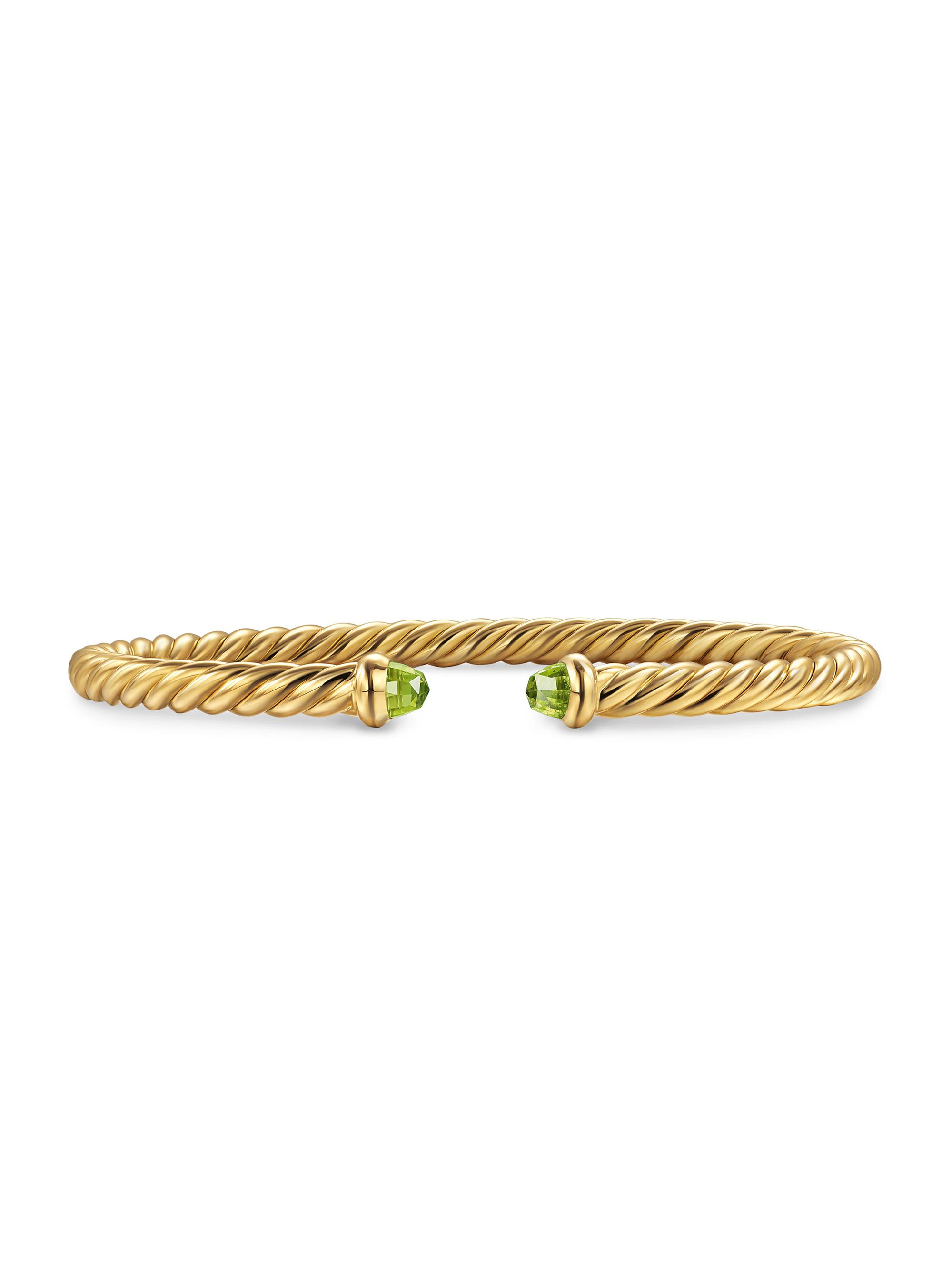David Yurman Women's Cablespira Flex Bracelet in 18K Yellow Gold - Peridot