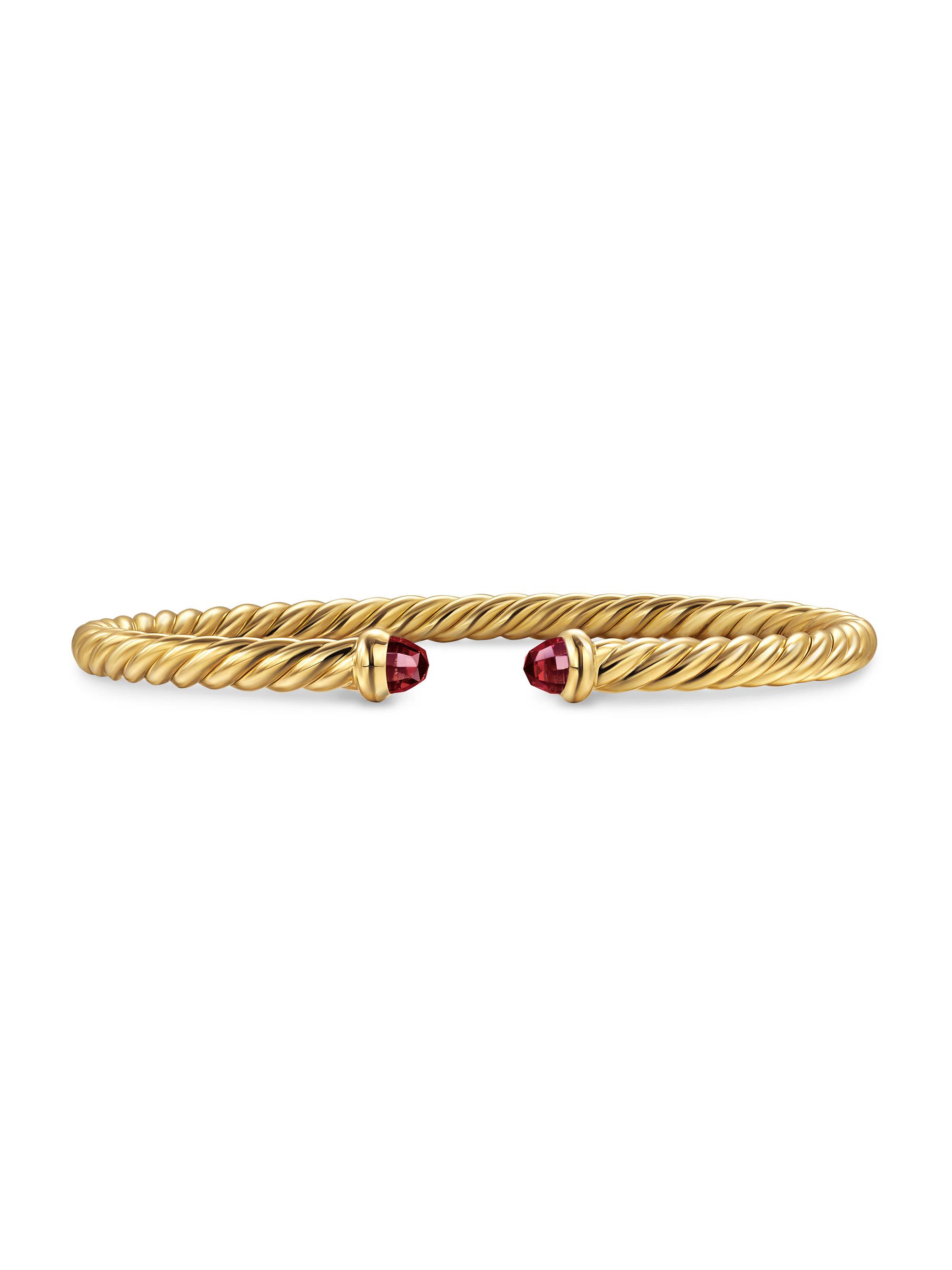 David Yurman Women's Cablespira Flex Bracelet in 18K Yellow Gold - Rhodolite Garnet