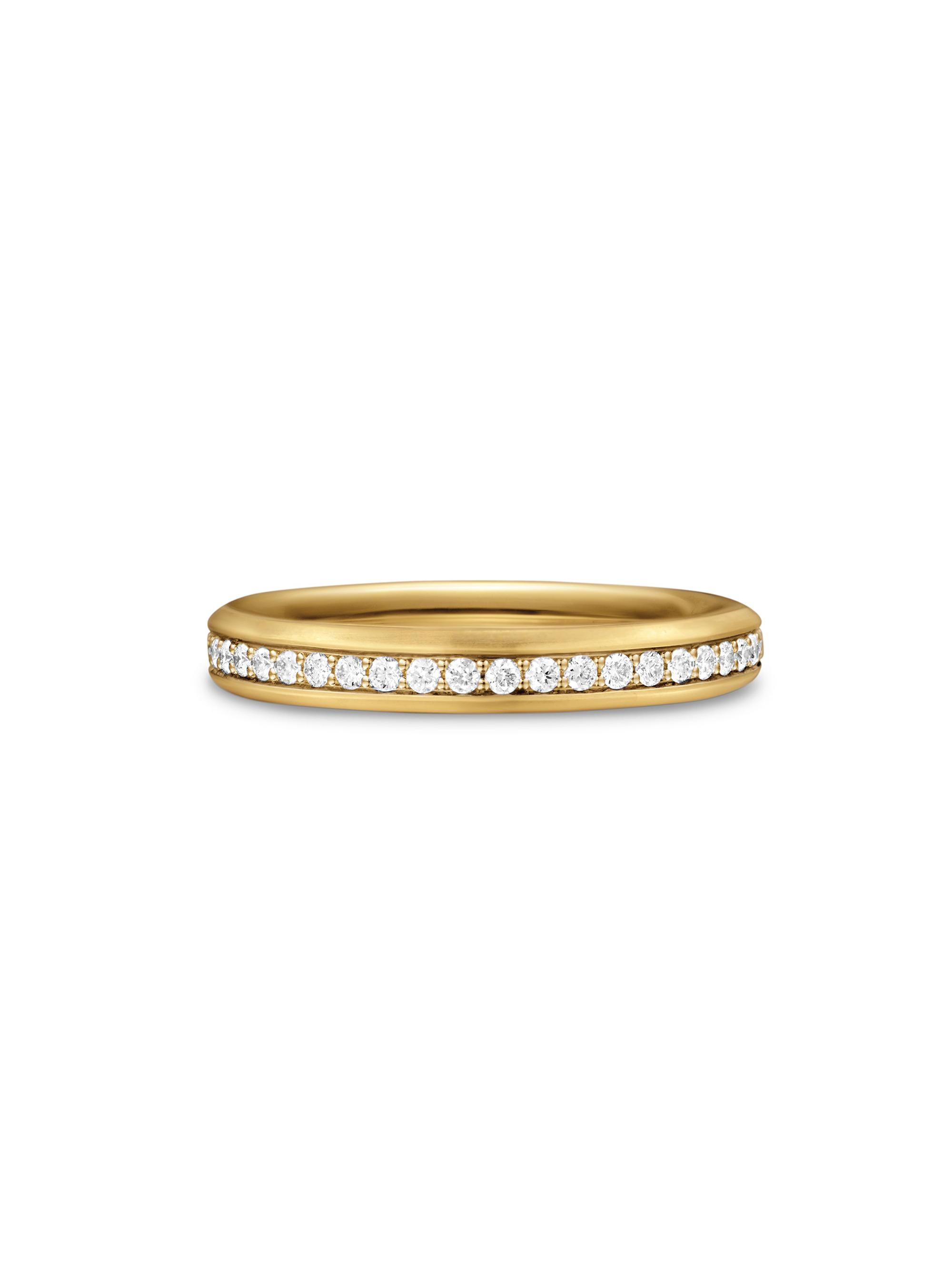 David Yurman Men's Beveled Band Ring in 18K Yellow Gold - Diamond