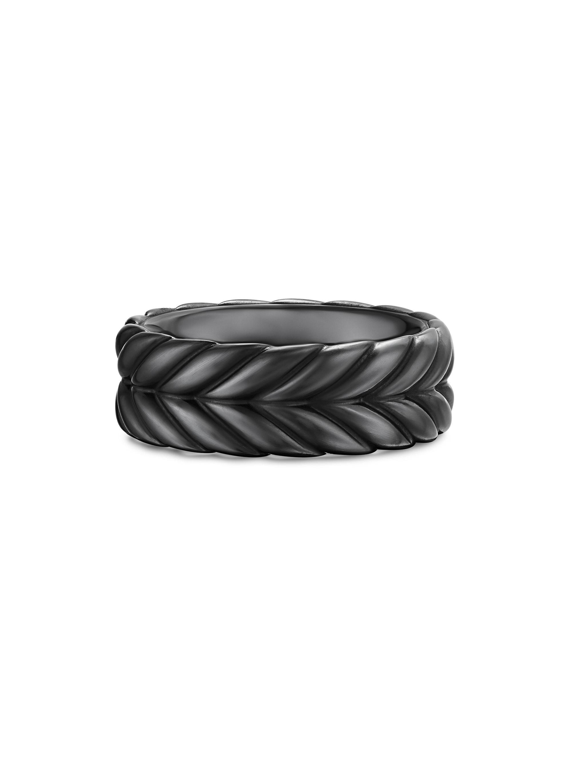 David Yurman Men's Chevron Band Ring in Black Titanium, 9MM - Black