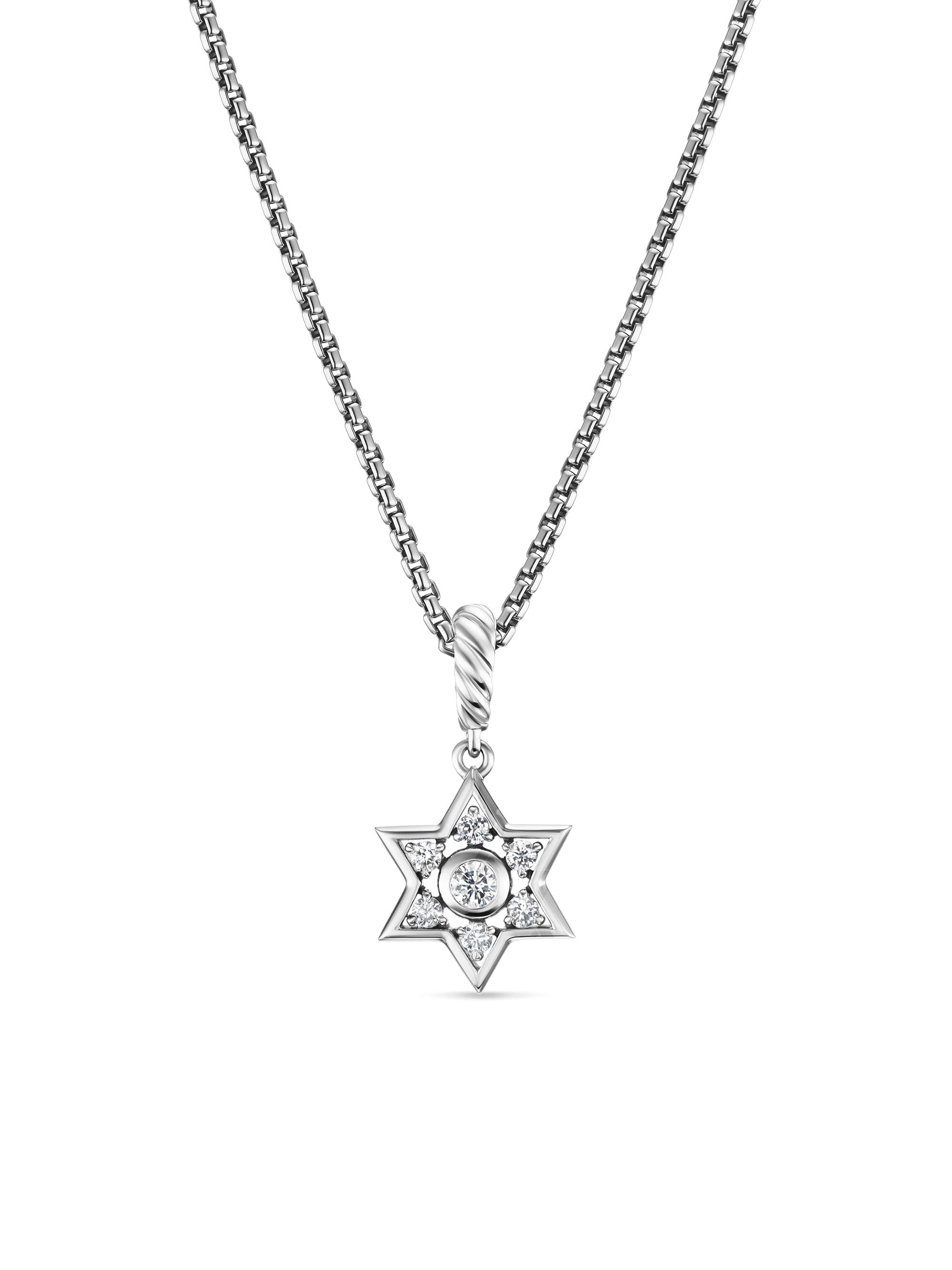 David Yurman Women's Star of David Pendant Necklace in Sterling Silver with Diamonds, 10.4MM - Diamond