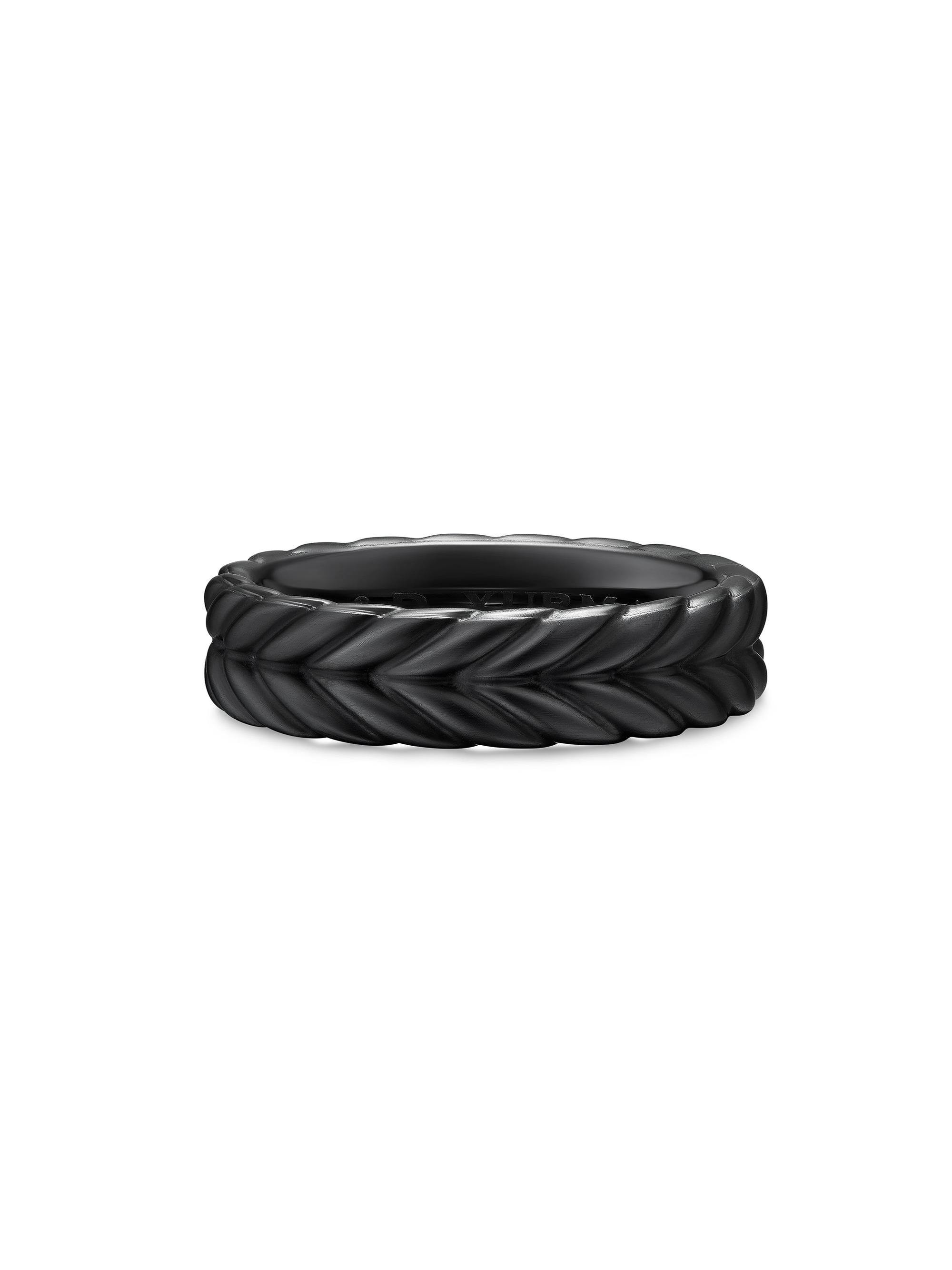 David Yurman Men's Chevron Band Ring in Black Titanium, 6.2MM - Black