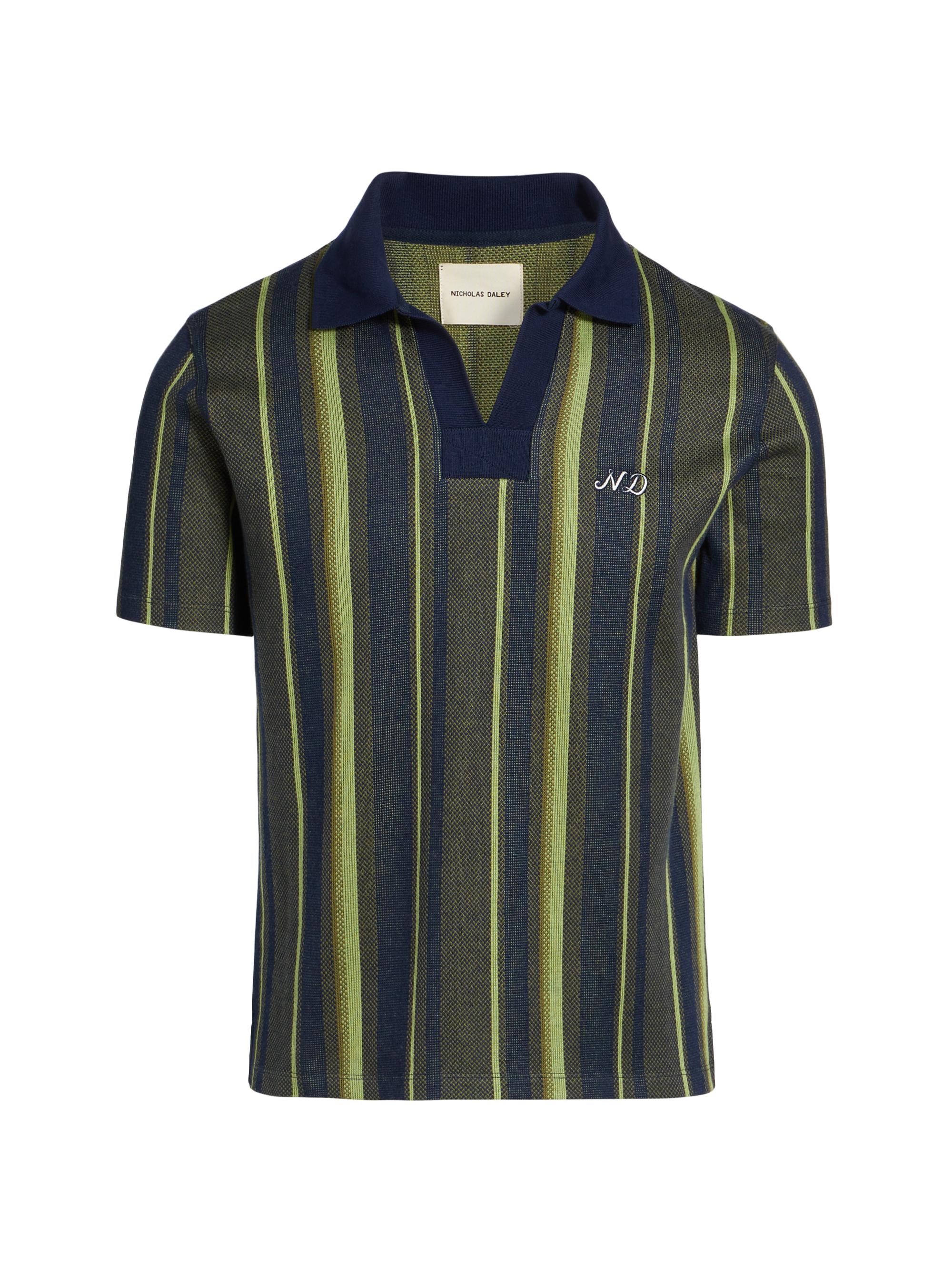 Nicholas Daley Men's Rugby Striped Polo Shirt - Navy Mint