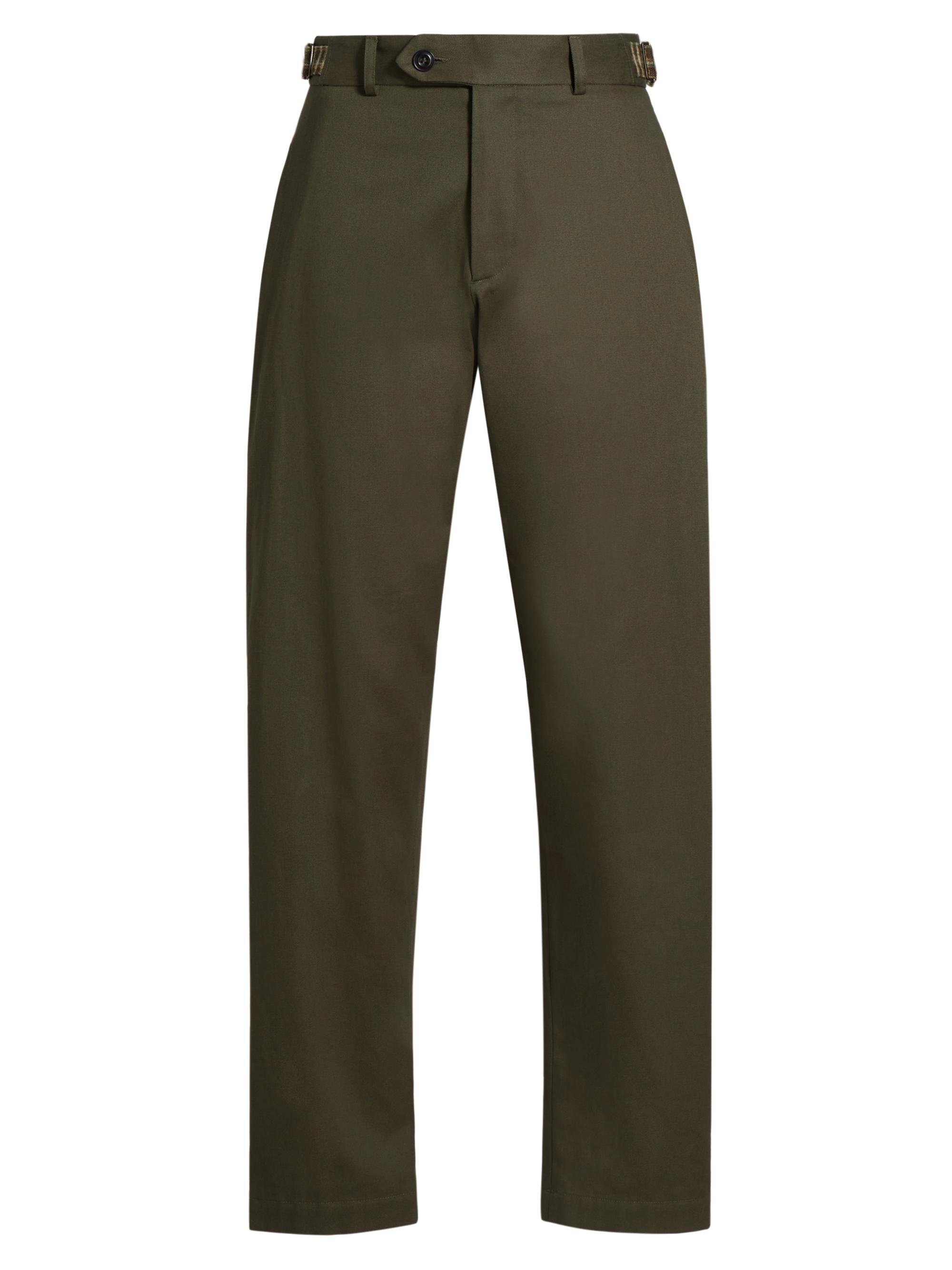 Nicholas Daley Men's Plaid-Pocket Straight-Leg Trousers - Olive Brown Check