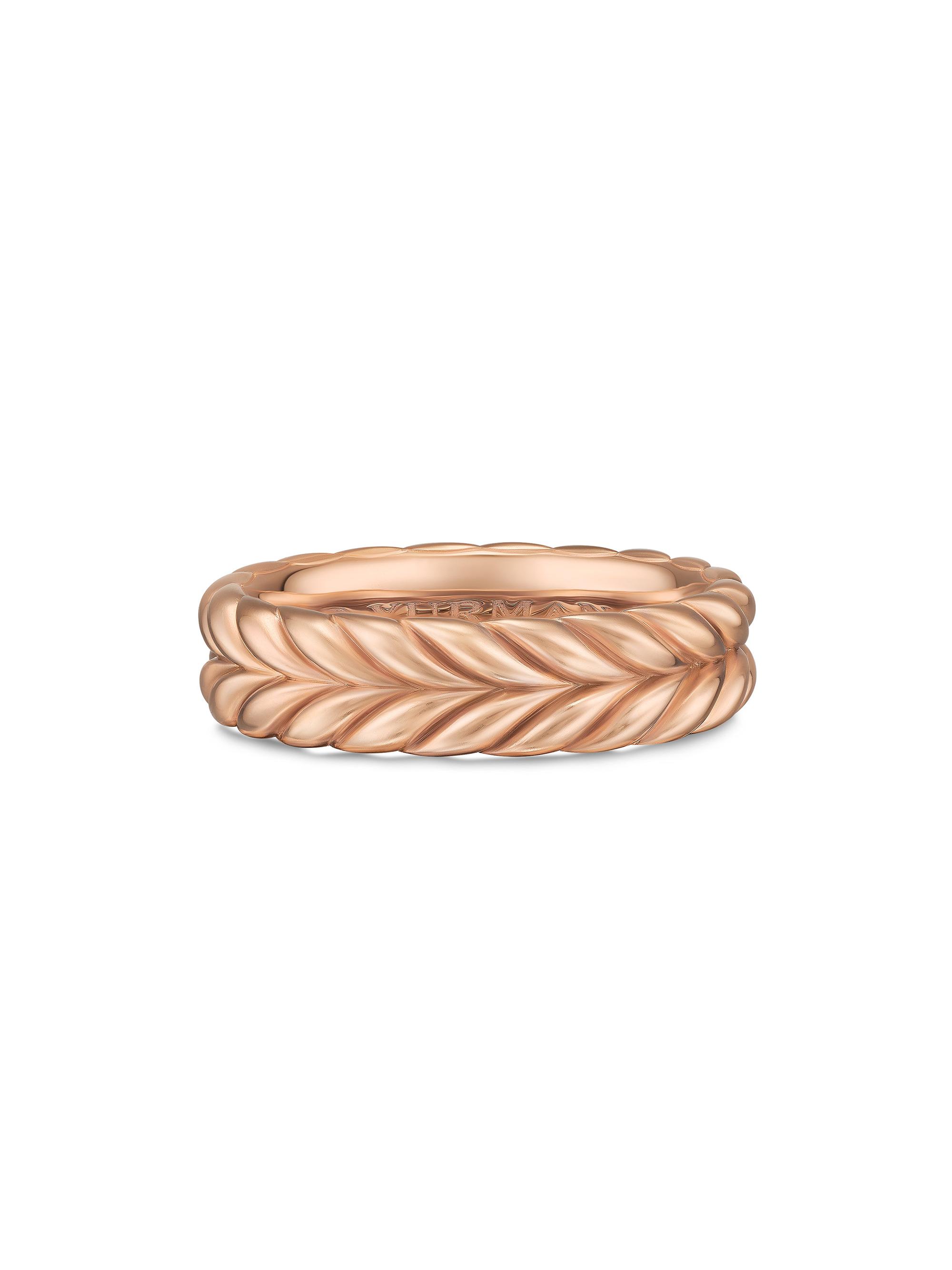 David Yurman Men's Chevron Band Ring in 18K Rose Gold, 6.2MM - Gold