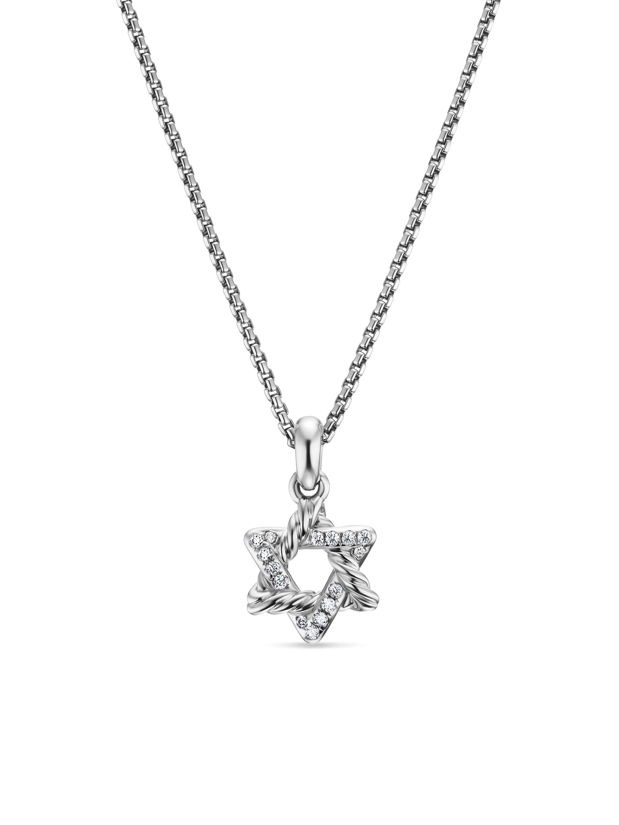 David Yurman Women's Star of David Pendant Necklace in Sterling Silver with Diamonds, 9.6MM - Diamond