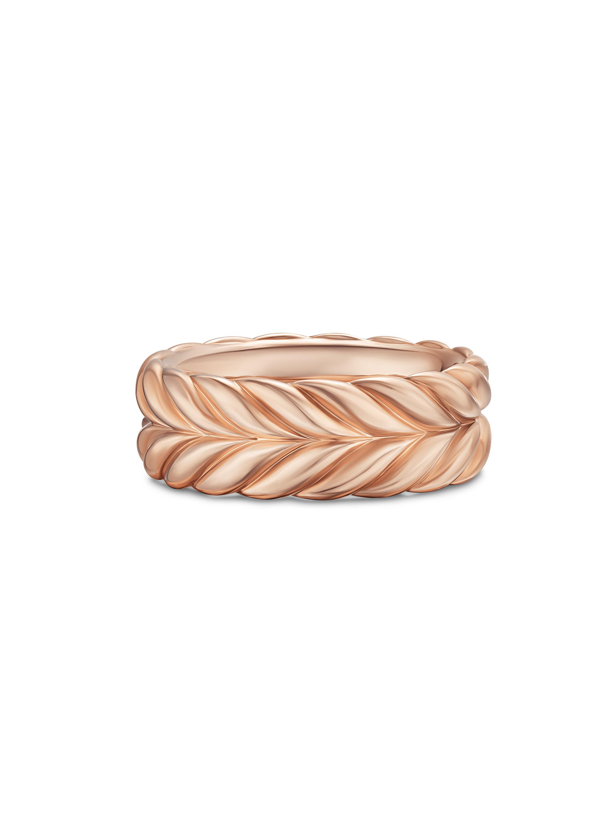 David Yurman Men's Chevron Band Ring in 18K Rose Gold, 9MM - Gold
