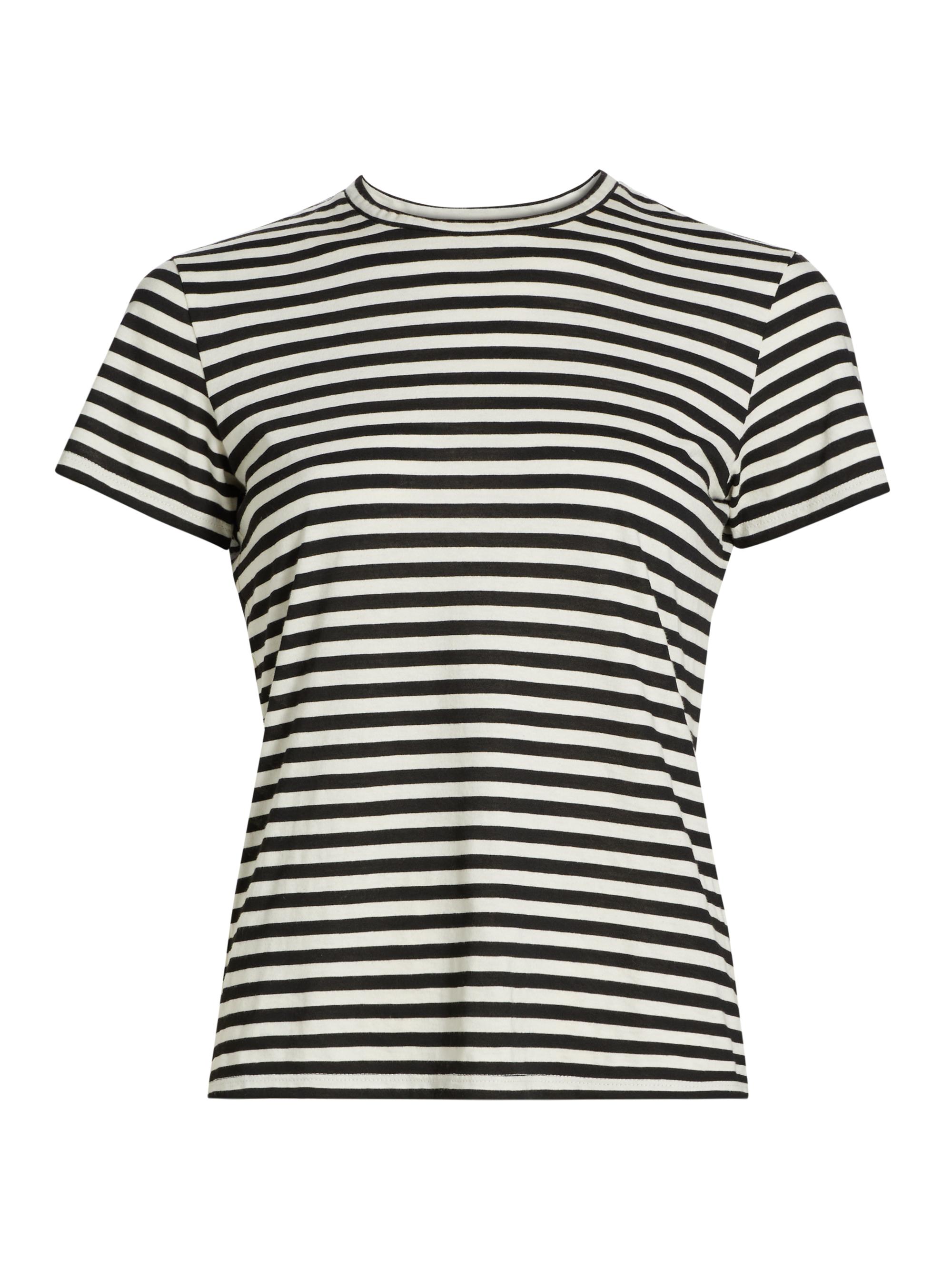Nili Lotan Women's Mariela Striped Cotton T-Shirt - Black  Stripe